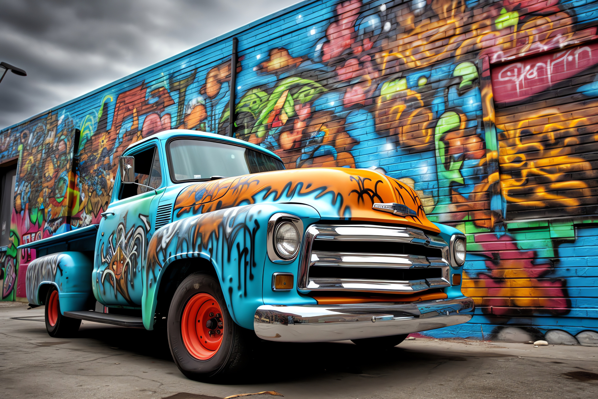 Chevy art truck, Urban creativity, Mobile gallery, Street art showcase, City culture, HD Desktop Wallpaper