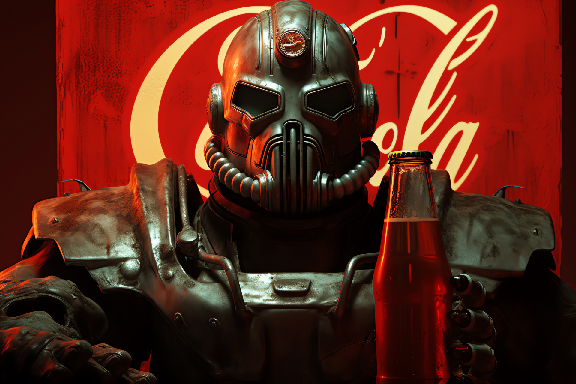 Nuka Cola companion Codsworth, Faithful robot, Steel and gold, Wasteland adventure, Loyal automaton, HD Desktop Image