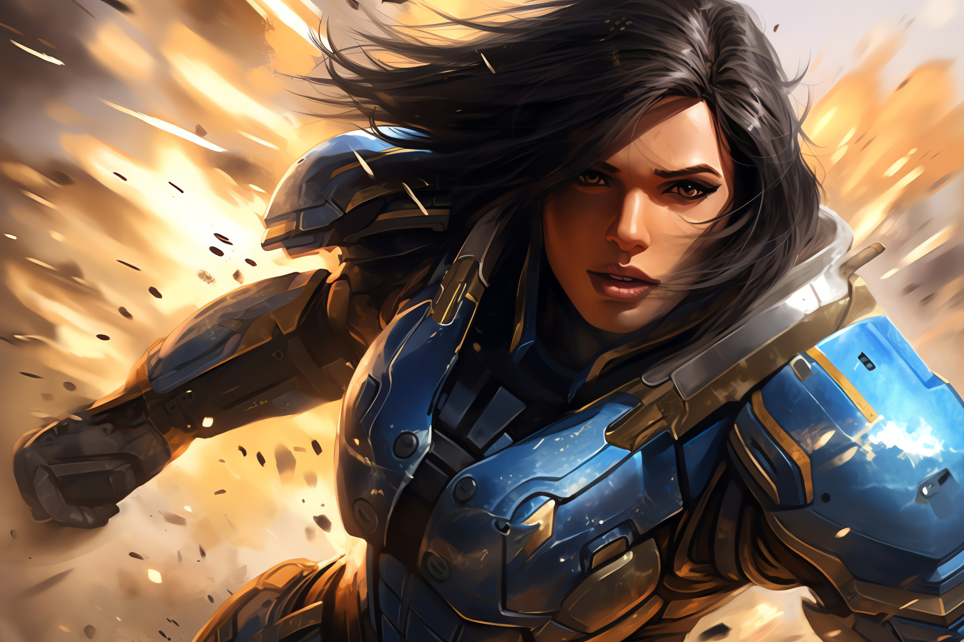 Pharah Overwatch universe, Armored defender, Propelled aviator, Pyrotechnic ammunition, Symbolic suit, HD Desktop Wallpaper