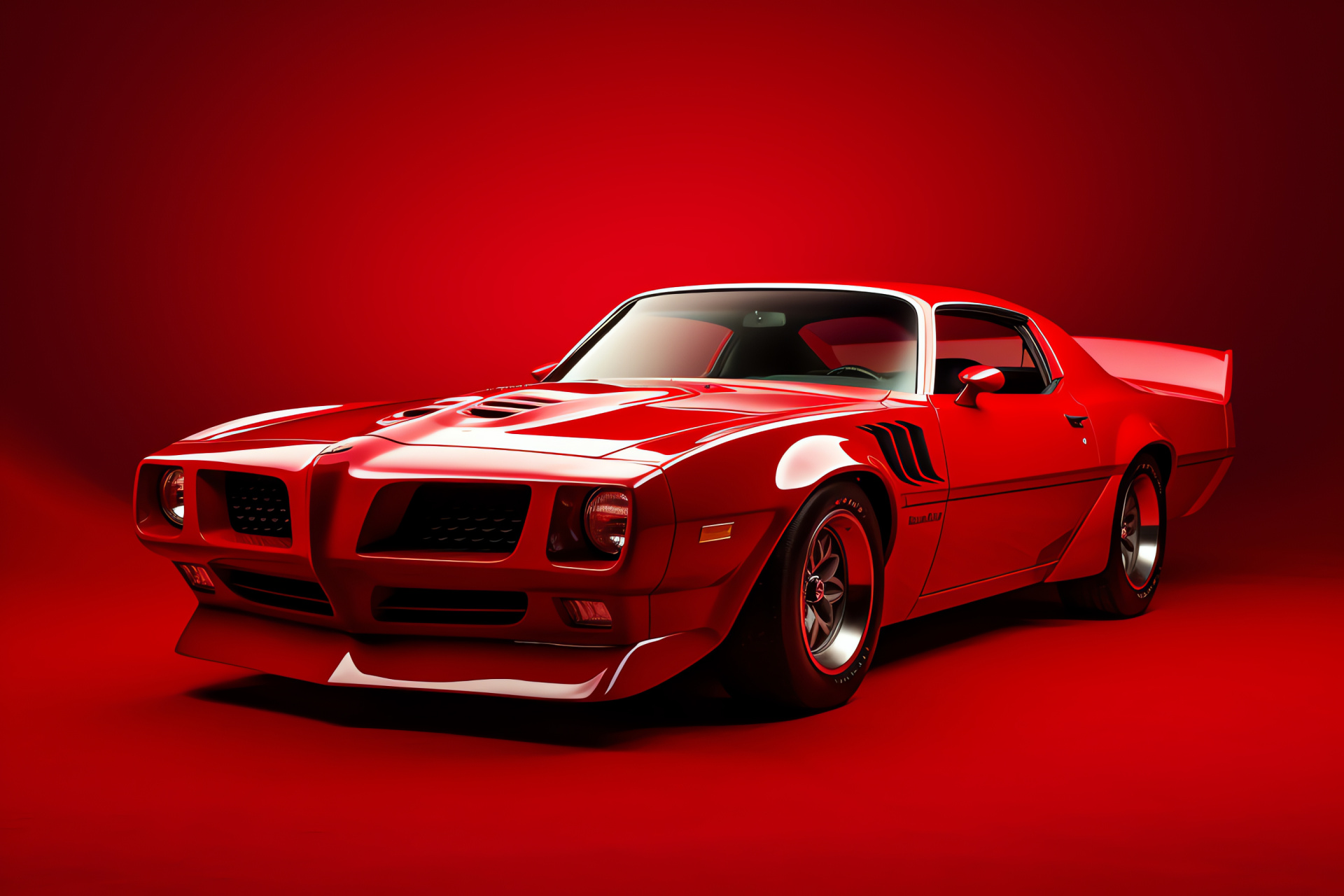 Trans Am, overhead of Firebird, reflective silver tone, monochrome background, HD Desktop Wallpaper