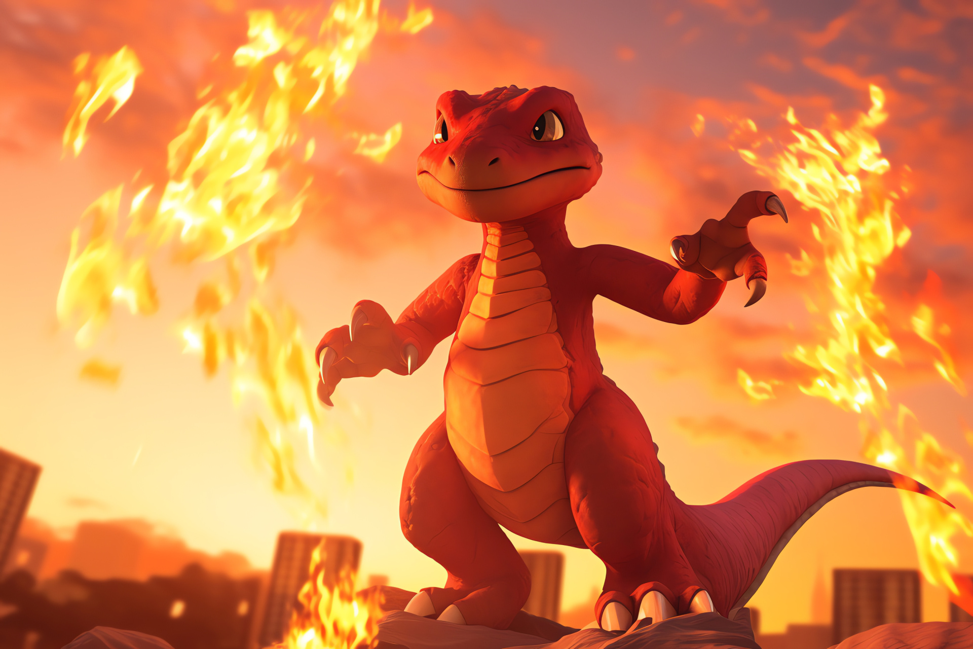 Charmander evolution, Charmeleon, Fire-type Pokmon, Mid-air agility, Graceful rotations, HD Desktop Wallpaper