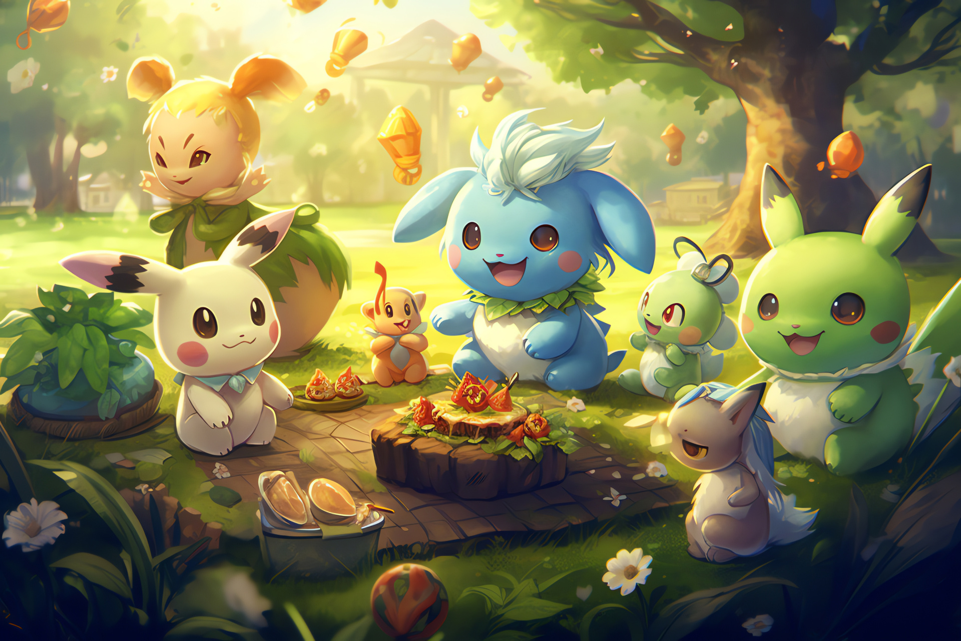 Pocket monsters, Bulbasaur, Chikorita chronicles, Treecko adventure, Leafeon foliage, HD Desktop Image