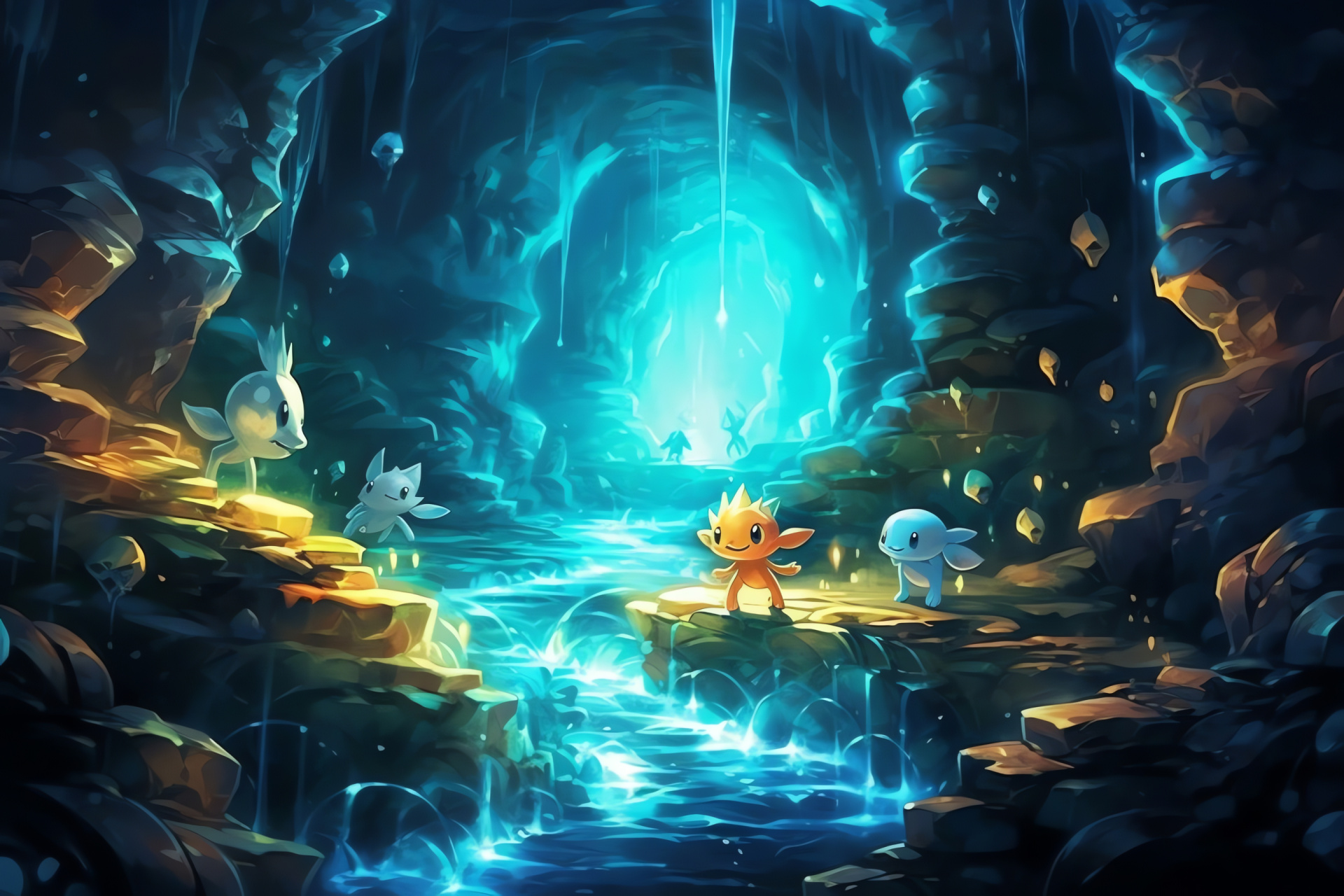 Mystery Dungeon exploration, Dungeon crawler gameplay, Squirtle and Bulbasaur duo, Cave environments, Tactical combat, HD Desktop Image