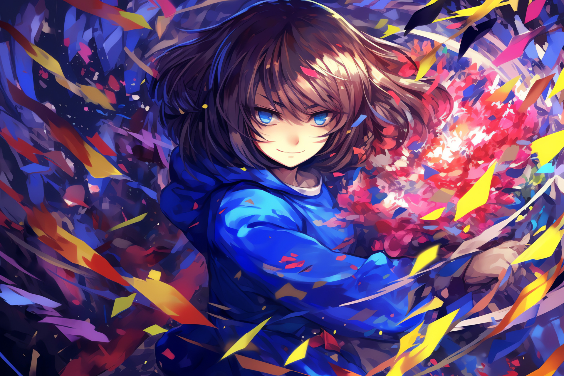 Undertale action RPG, pixelated challenges, protagonist Frisk, bullet hell battles, fantasy graphics, HD Desktop Image