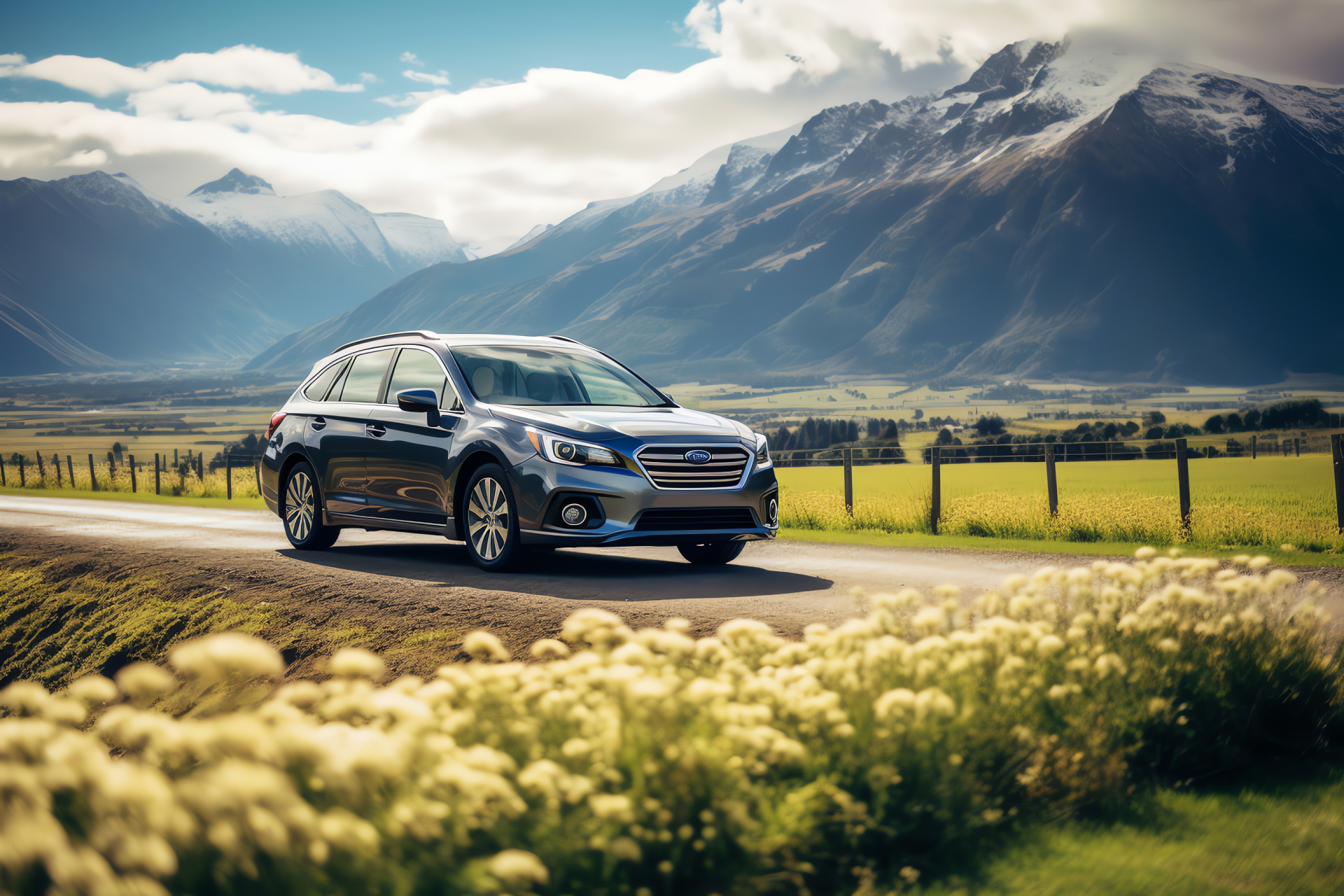 Subaru Legacy wagon, New Zealand beauty, elegant transportation, serene driving, family estate, HD Desktop Wallpaper