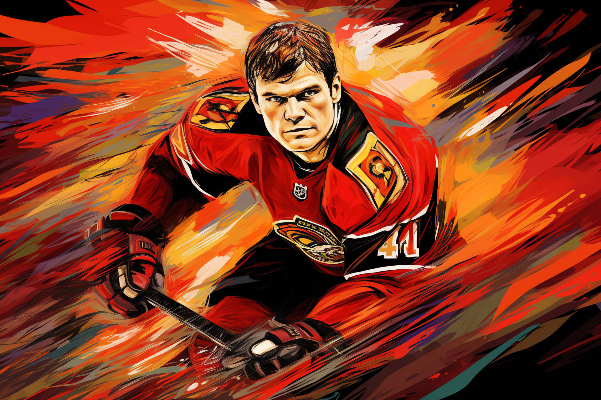 Ottawa Senators Hockey, Player Alexei Yashin, Focused athlete, Hockey equipment, Ice rink competition, HD Desktop Image