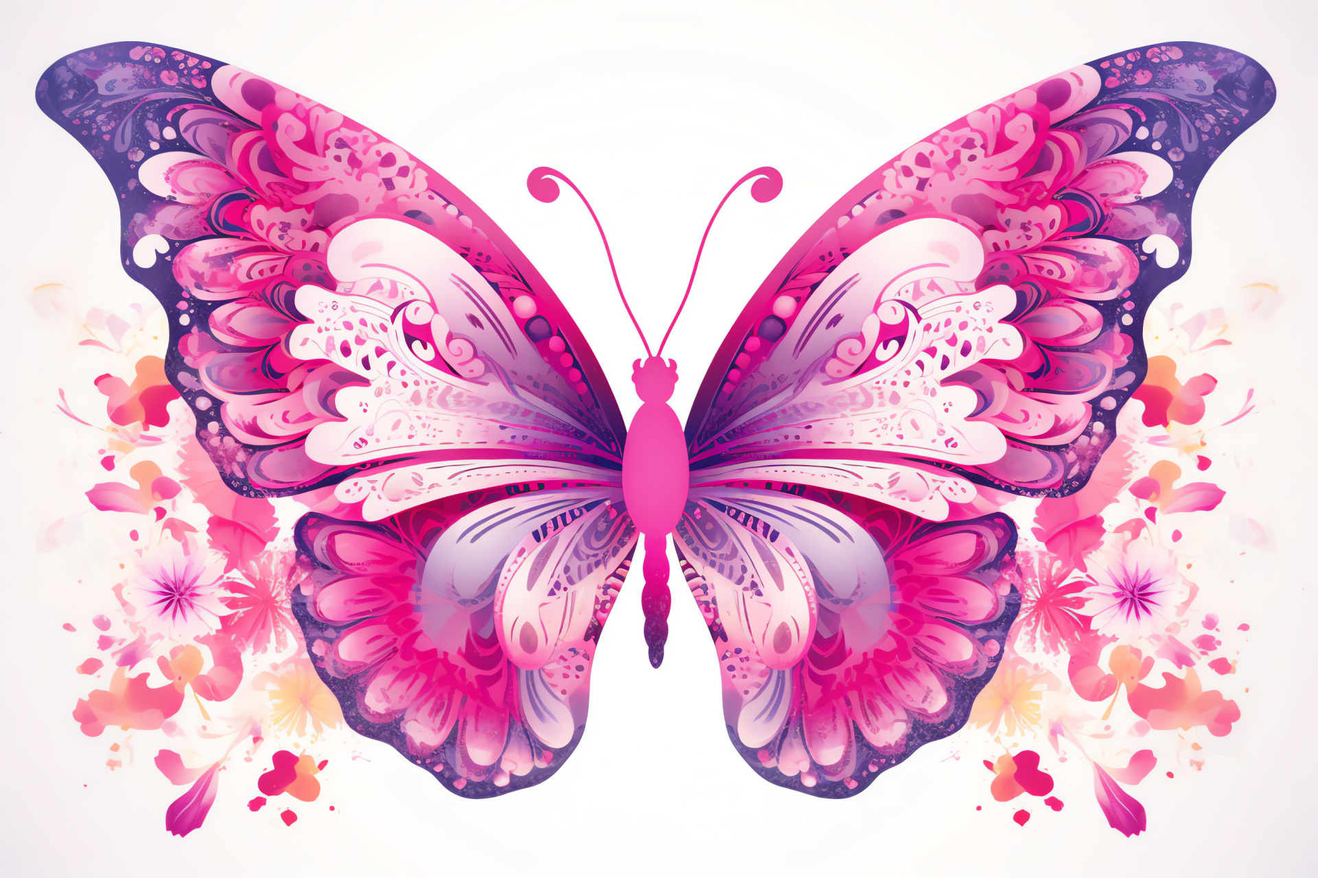 Pink Butterfly, Insect illustration, Artistic representation, Nature-inspired art, Winged beauty, HD Desktop Wallpaper