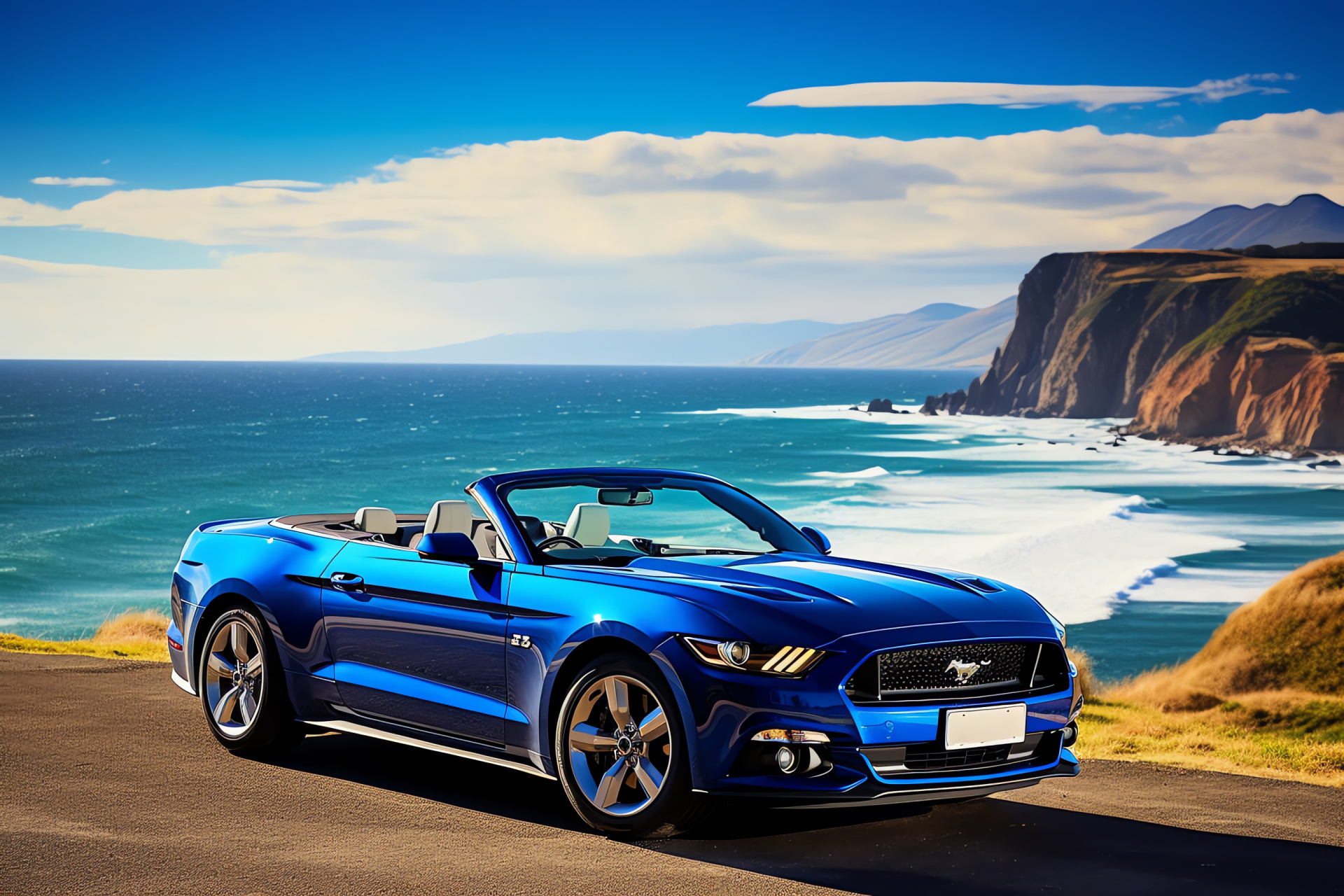 Convertible Mustang GT350, Australian Adventure, Ocean Road, Vivid Body Color, Outback Wilderness, HD Desktop Image