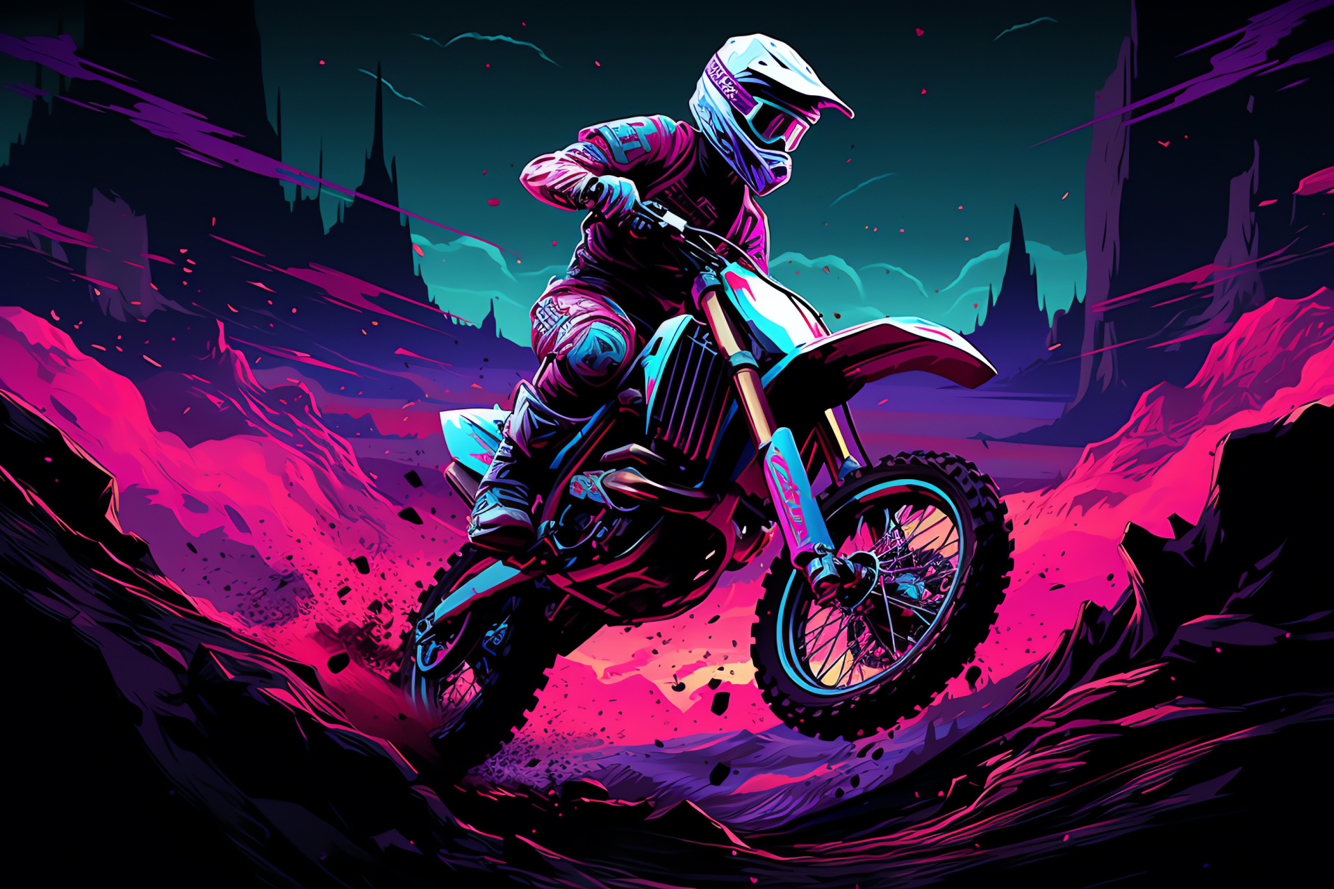 Supercross Girls, Mia, Honda CRF250R, Extraterrestrial terrain, Moto attire, HD Desktop Wallpaper