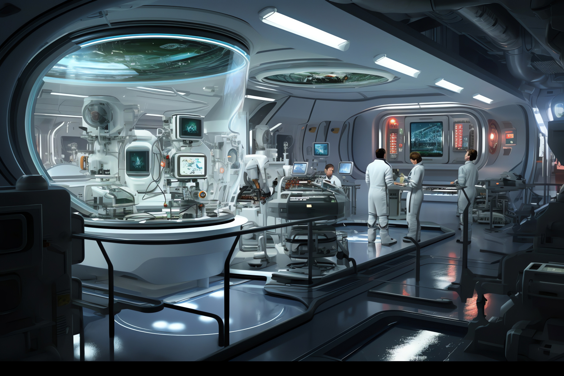 Orbital research platform, Zero-gravity science, Space-borne laboratory, Astronaut researchers, High-tech facility, HD Desktop Image