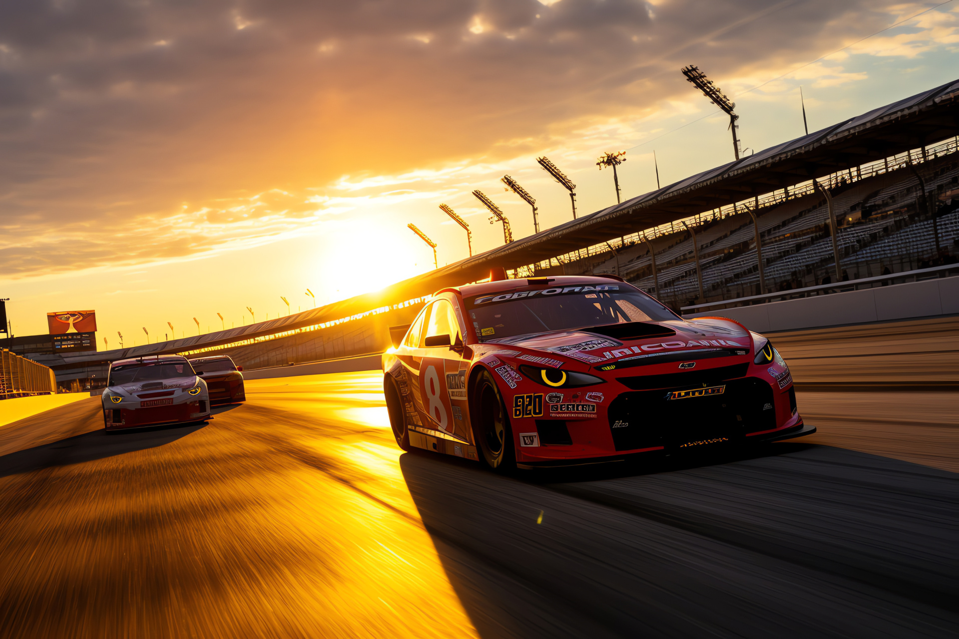 NASCAR event, Kentucky racetrack, circuit laps, twilight ambiance, racing allure, HD Desktop Wallpaper