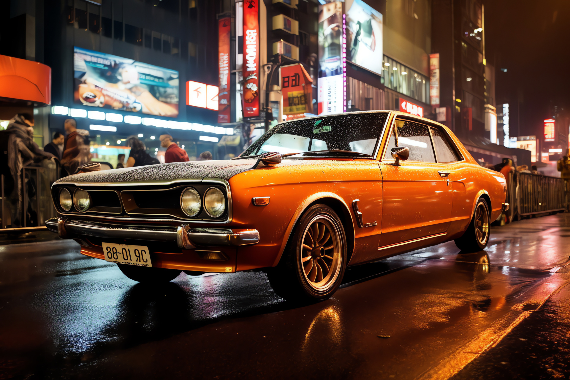 Nissan Skyline GT-R, Japanese sportscar heritage, Tokyo urban speed, GT-R collector idol, Shibuya crossing scene, HD Desktop Image