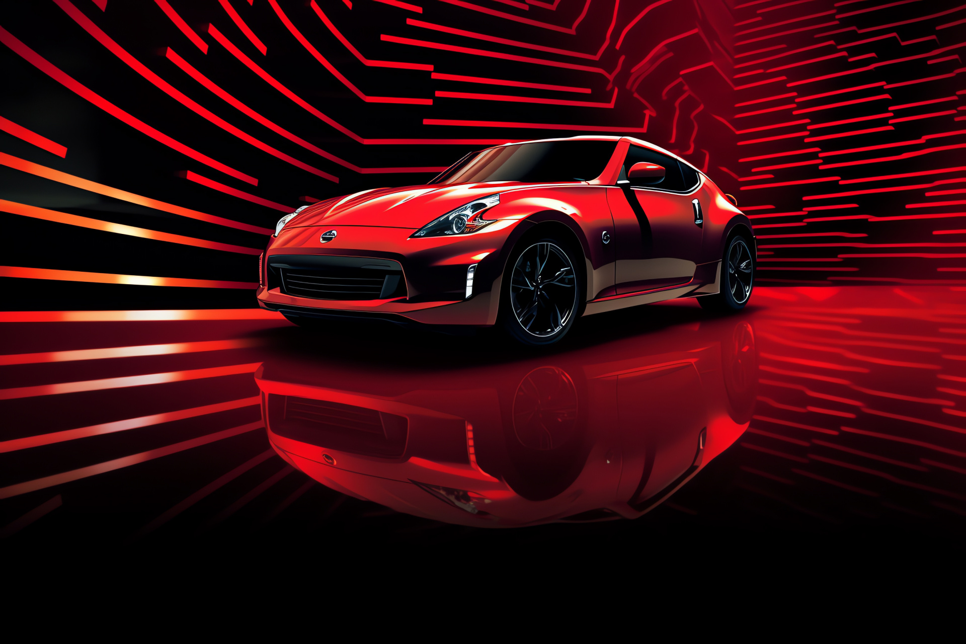 Nissan 370Z aesthetics, Sleek coupe, Performance driving, Contemporary design, Aggressive appearance, HD Desktop Image