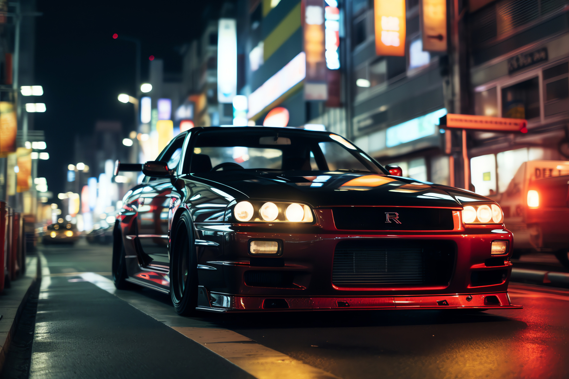 Nissan Skyline GTR, Tokyo streets, R32 model, Nismo performance, Japanese motoring icon, HD Desktop Wallpaper