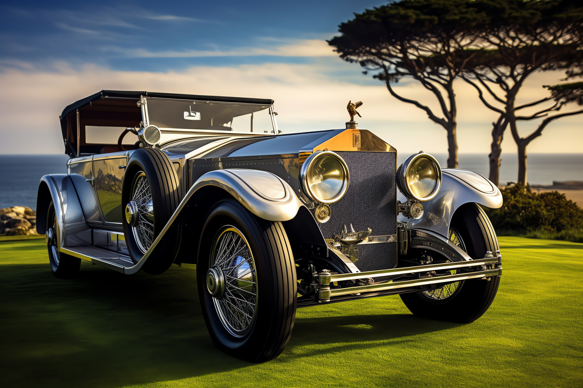 Rolls-Royce Silver Ghost, Luxury vintage car, Pebble Beach show, Classic British engineering, Automotive elegance, HD Desktop Image