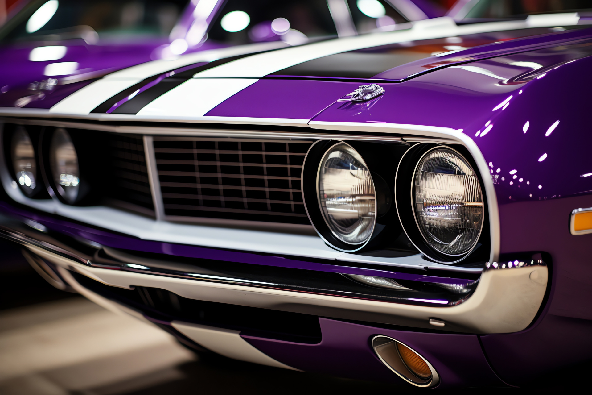 Plymouth Barracuda Exhibit, Classic car nostalgia, Racing heritage, Signature grille, Automobile history, HD Desktop Wallpaper