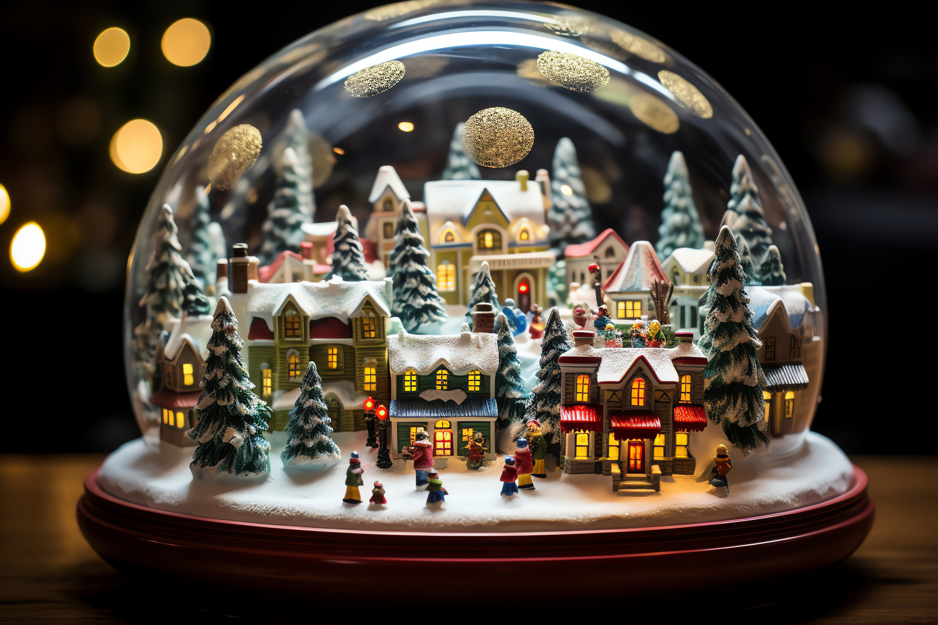 Festive Snow Globe, Miniature Christmas Town, Seasonal Decorative Village, Holiday Spirit Dwellings, Snow Globe Collectible, HD Desktop Image