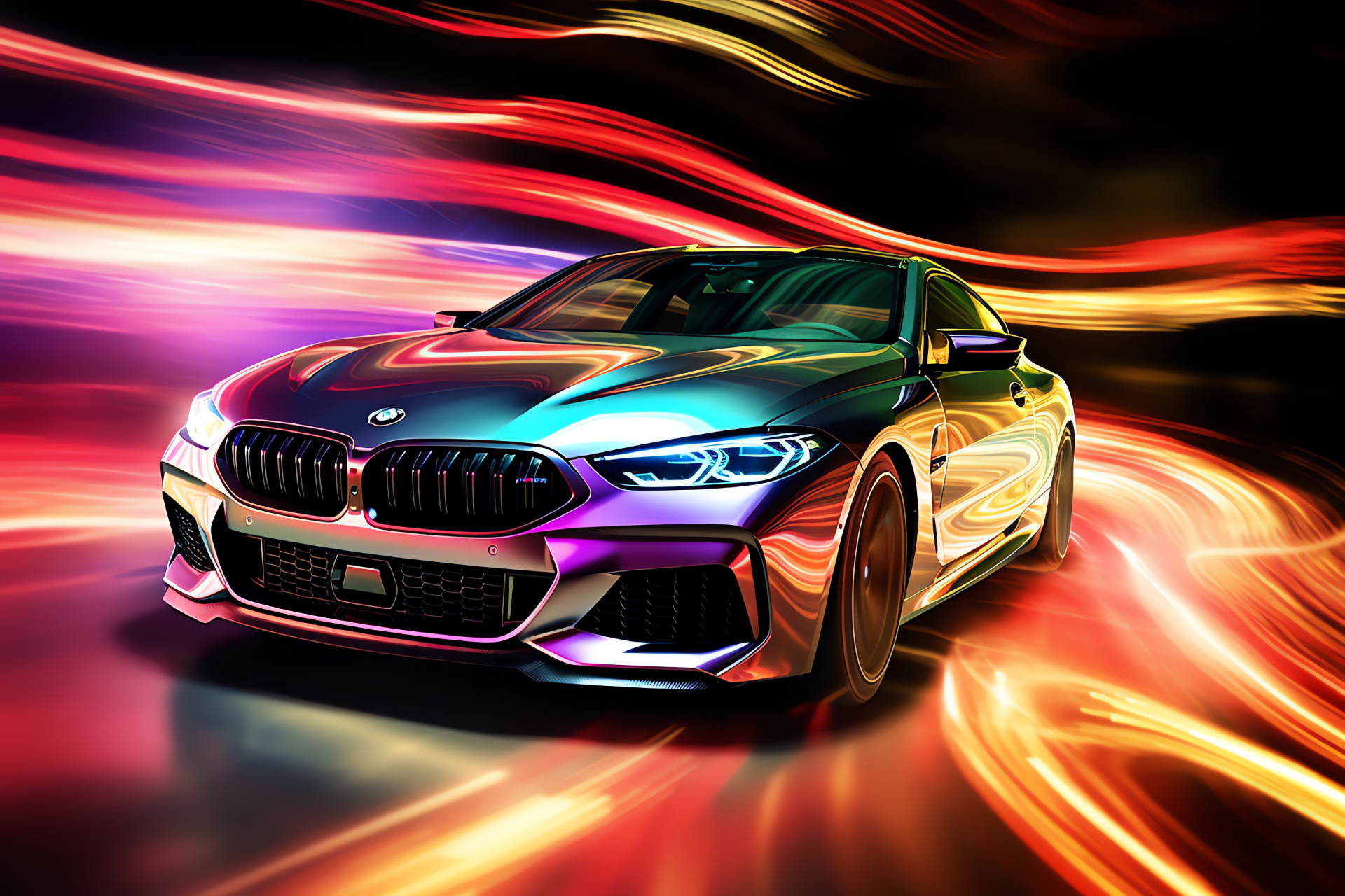 Supercar realm, BMW M8, High-speed angle, Luminous artistry, HD Desktop Wallpaper