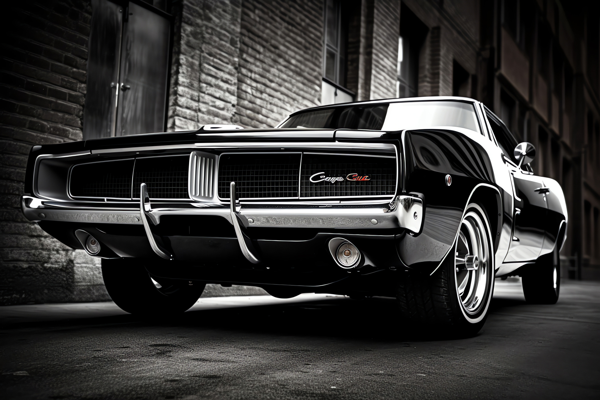 Muscle Car, Dodge Charger R/T, Muscle Car Alley, Sports coupe, Automotive headlights, HD Desktop Image