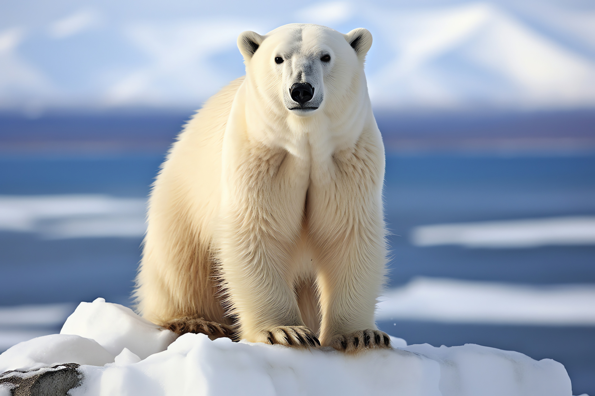 Arctic mammal, Polar Bear species, carnivorous predator, ice-covered habitat, northern wildlife, HD Desktop Image