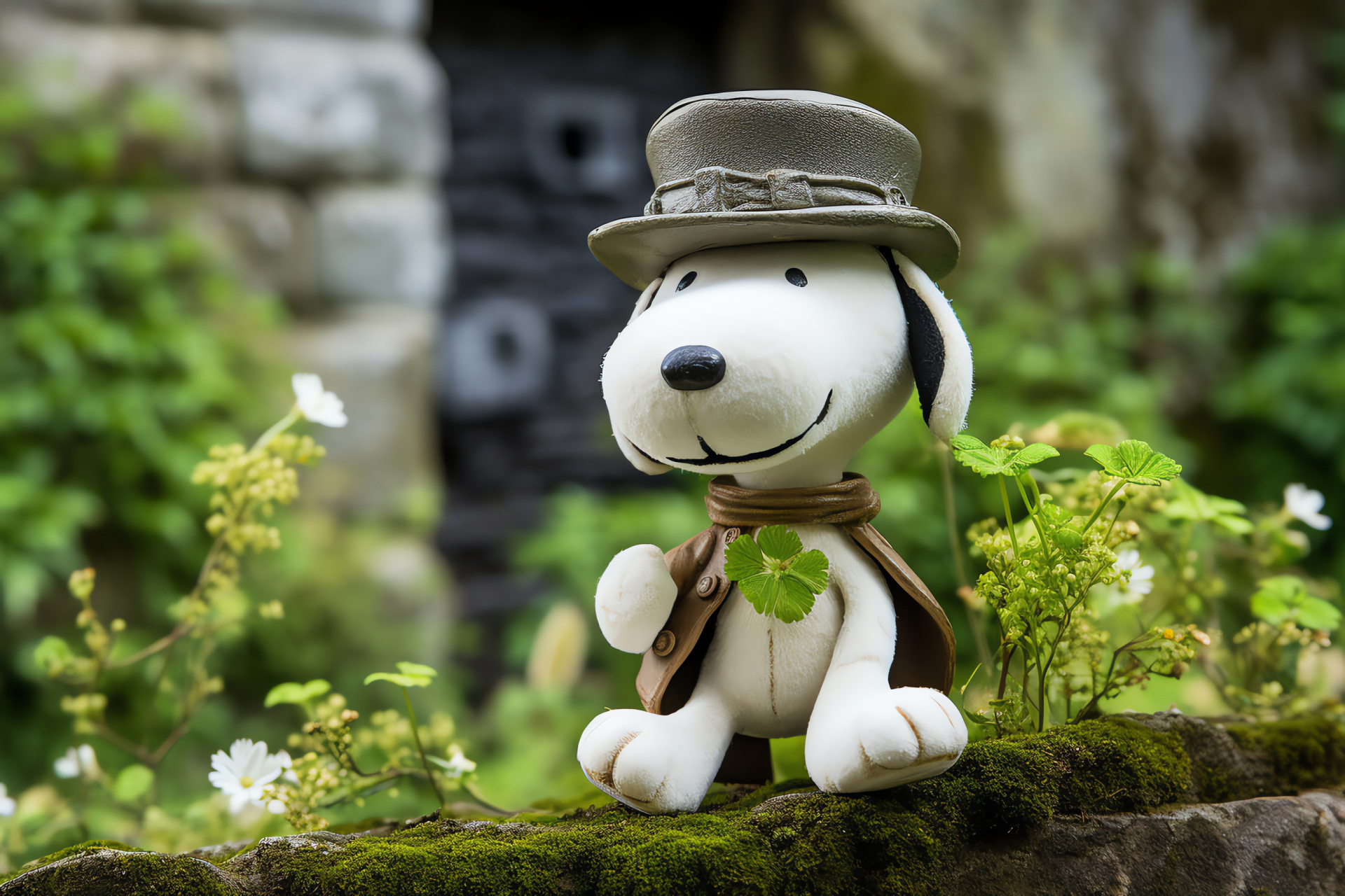 Snoopy St. Patrick's costume, March festivity attire, Emblematic Irish monument, Eire, Cultural celebration, HD Desktop Image