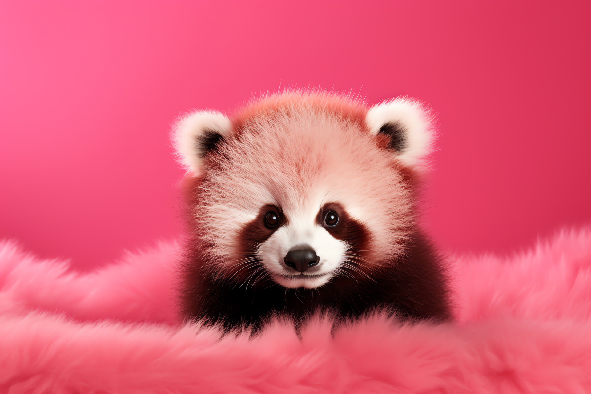 Pink Panda, furry mammal, wildlife animal, image contrast, unusual animal shade, HD Desktop Image