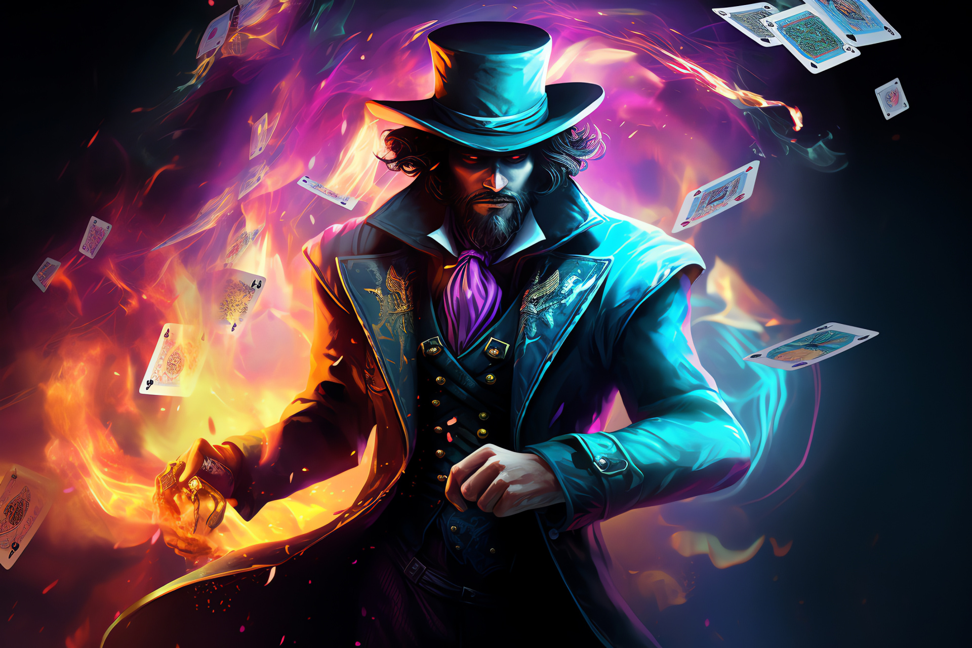 Twisted Fate, Card master, League of Legends avatar, Magical attacks, MOBA gaming, HD Desktop Image