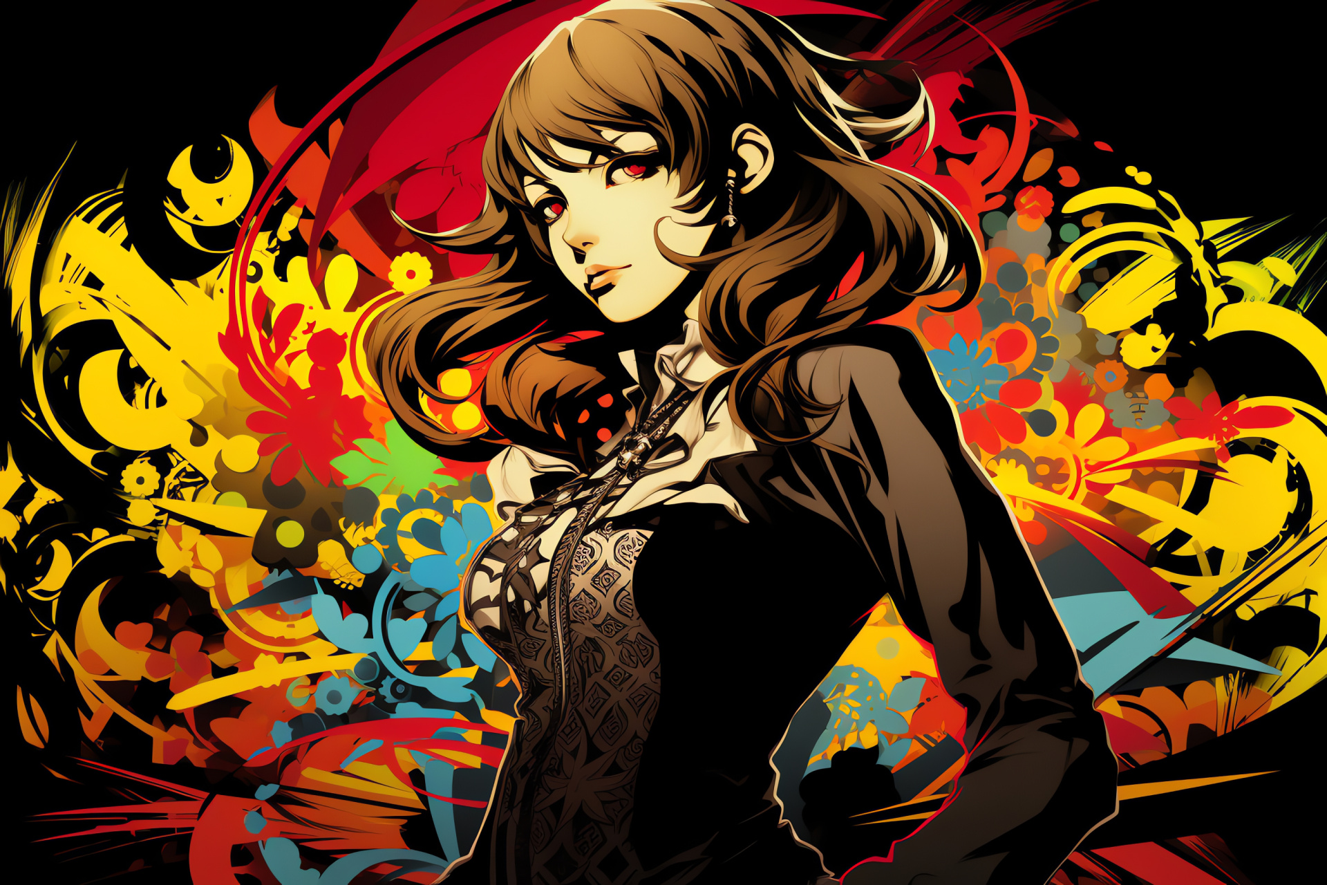 Persona 4 talent Rise, Starlet with microphone, Purple gaze, Persona summoner, Dual-tone theme, HD Desktop Wallpaper