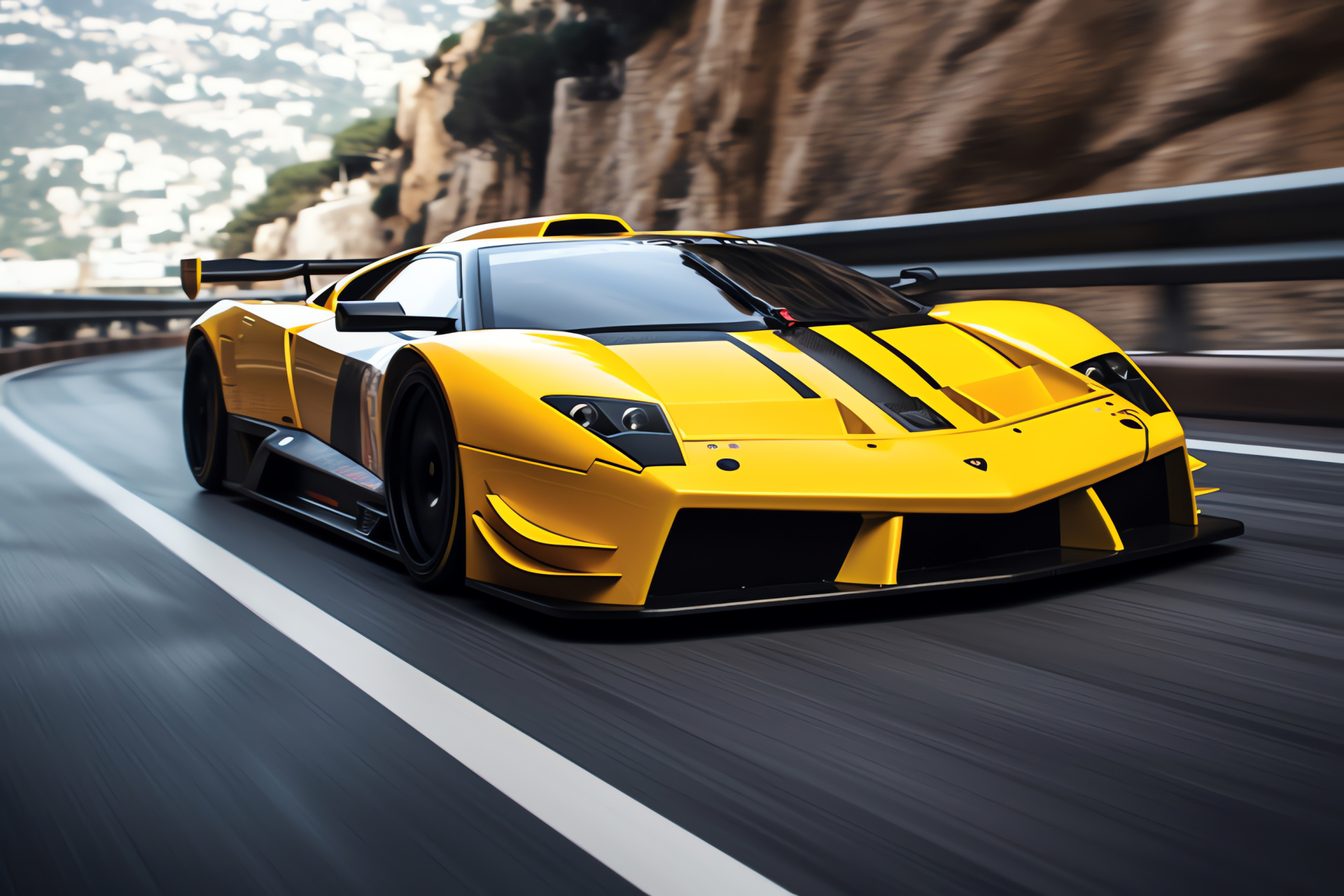 Murcielago GT1, Monaco racing circuit, Exotic car aesthetics, Opulent event, Engineering marvel, HD Desktop Wallpaper