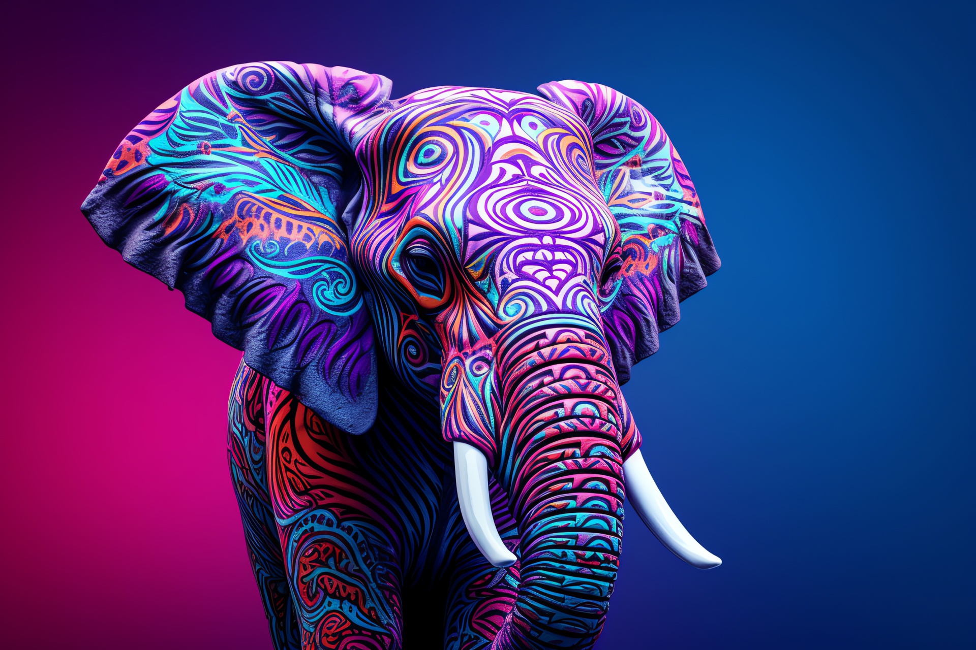 Elephant, profile stance, decorative skin, intuitive gaze, savanna resident, HD Desktop Image