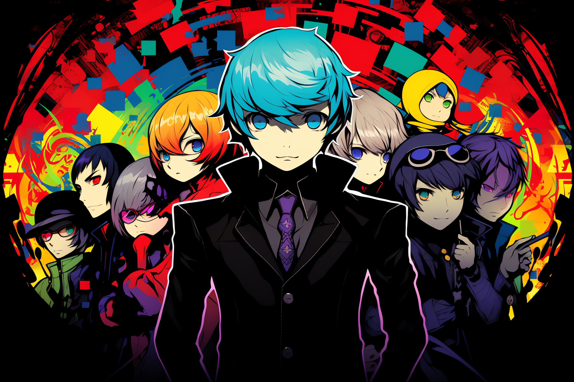 JRPG Persona Q, Leader character, Red-haired Mitsuru, Boxing enthusiast Akihiko, Cerulean eyes, HD Desktop Wallpaper