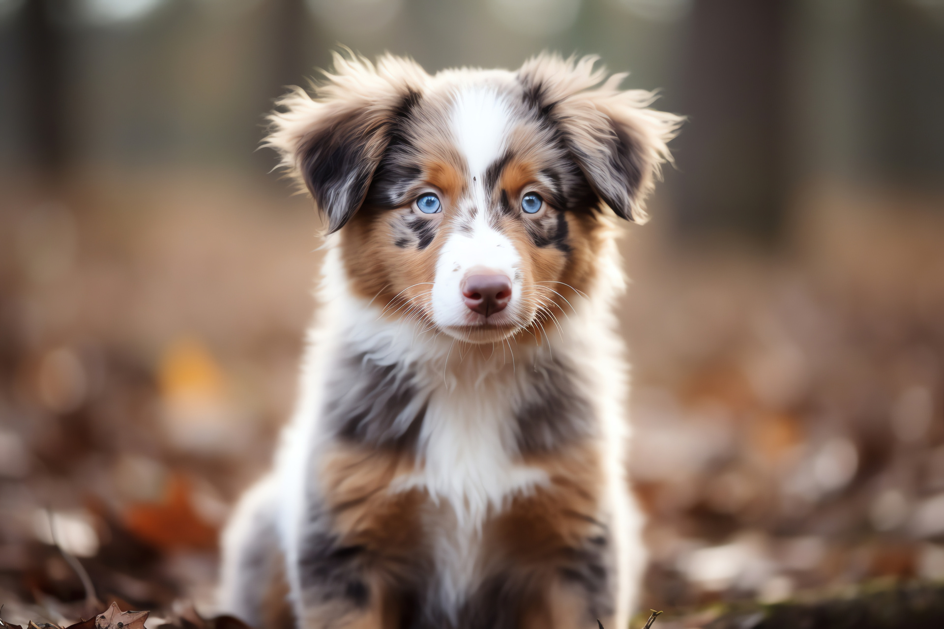 Australian Shepherd puppy, multi-color coat, fluffy animal, copper markings, active pet, HD Desktop Wallpaper