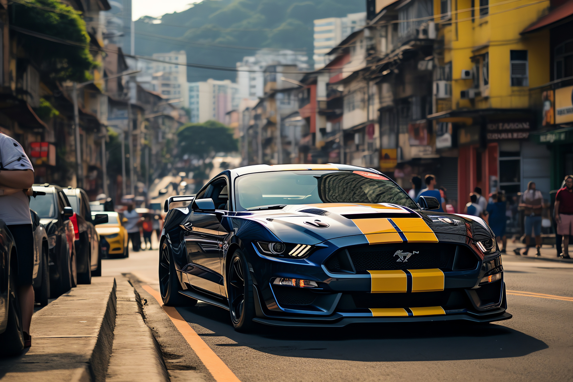 Street Racing Cars, Rio setting, Ford Mustang GT350R, Lamborghini Huracan, Metropolitan showdown, HD Desktop Image