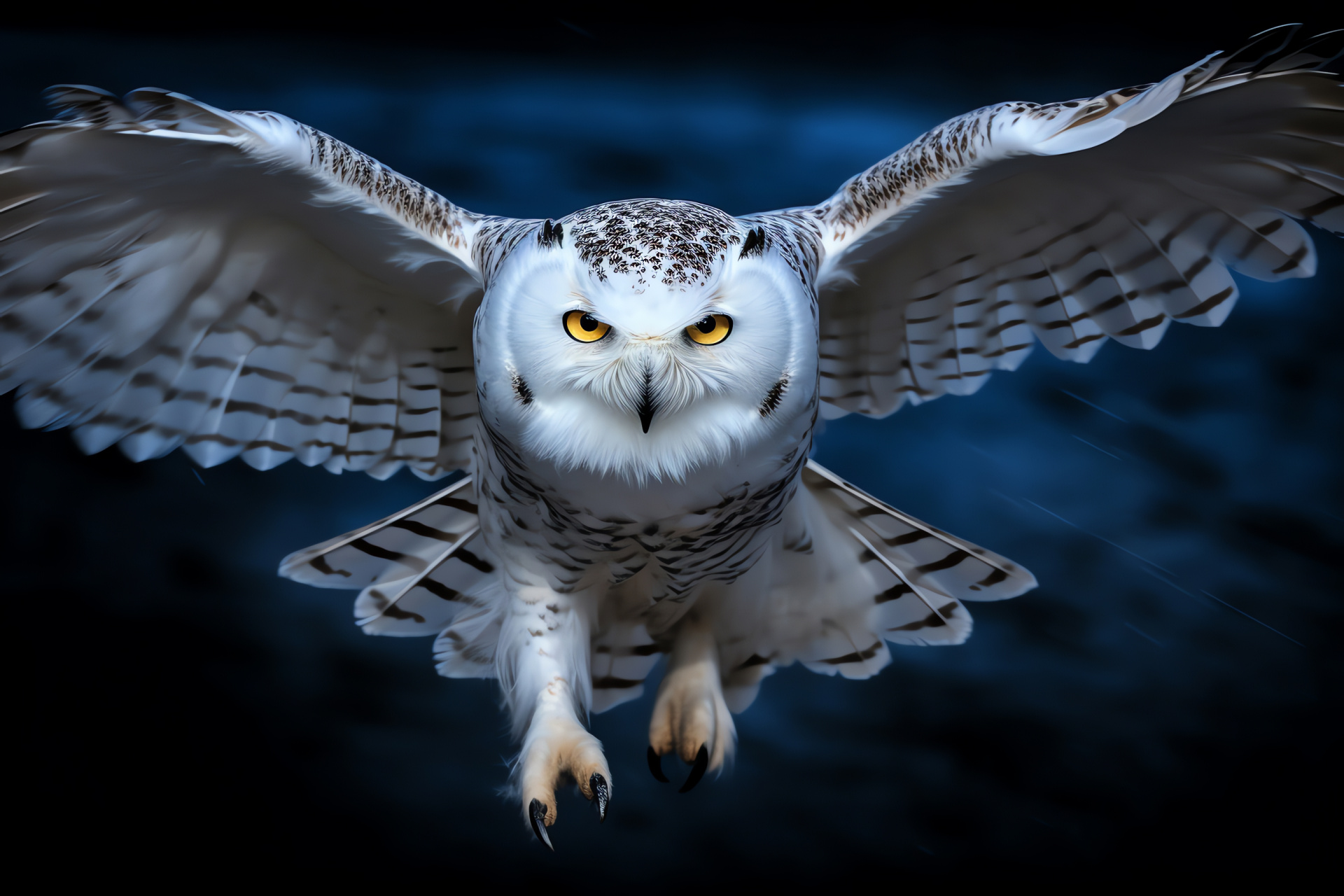 Snowy Owl in flight, white hunter, avian grace, feathered predator, sky conqueror, HD Desktop Wallpaper