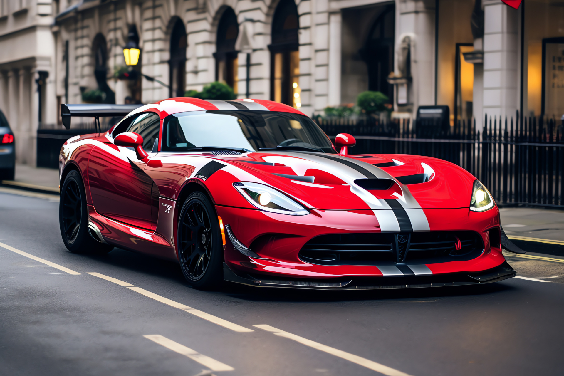 Viper ACR-X, London scenery, performance stripes, road presence, iconic landmarks, HD Desktop Image