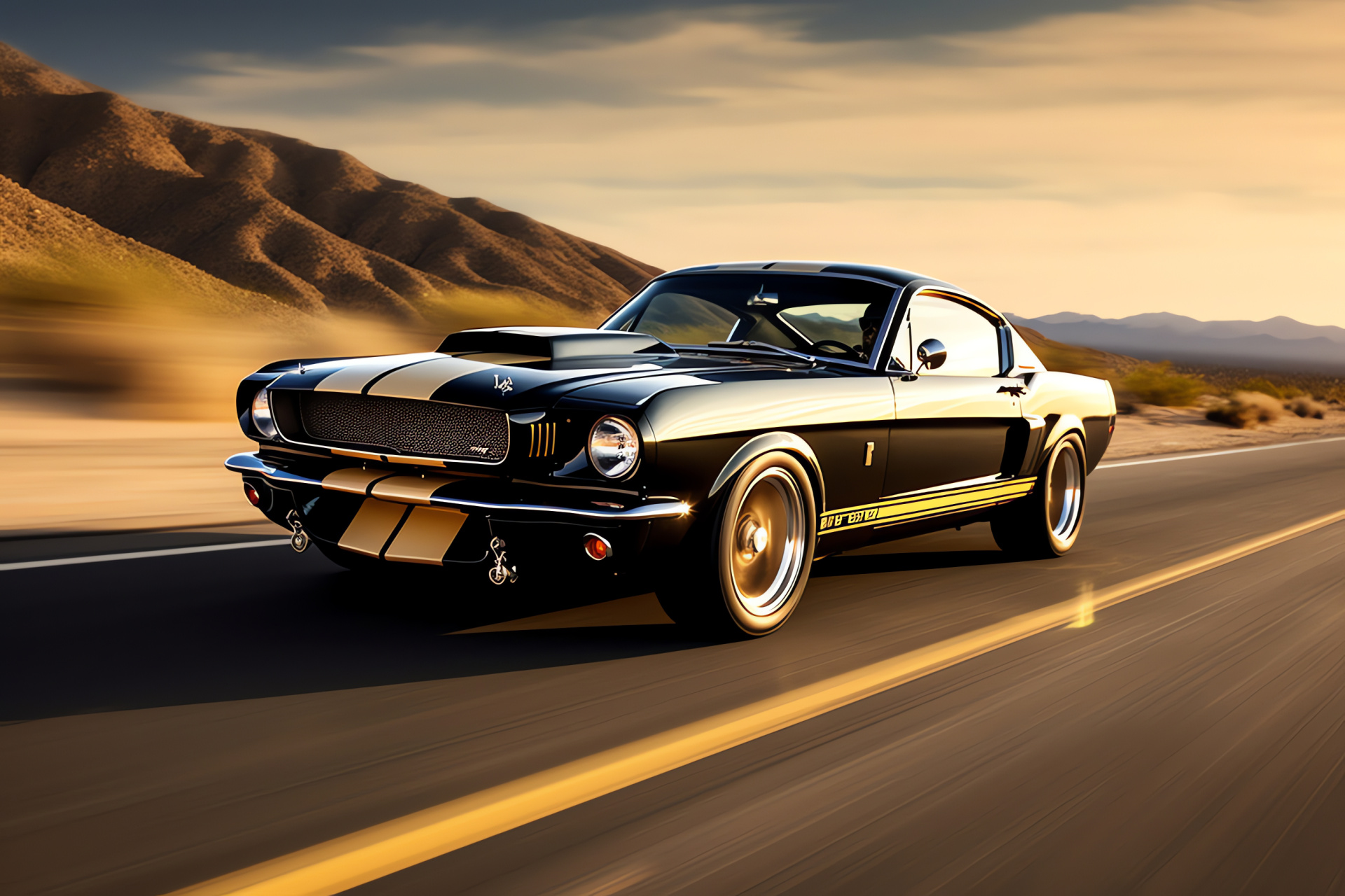 GT350H high-speed, Bold highway presence, Special livery design, Motion portrayal, Heritage Shelby model, HD Desktop Image