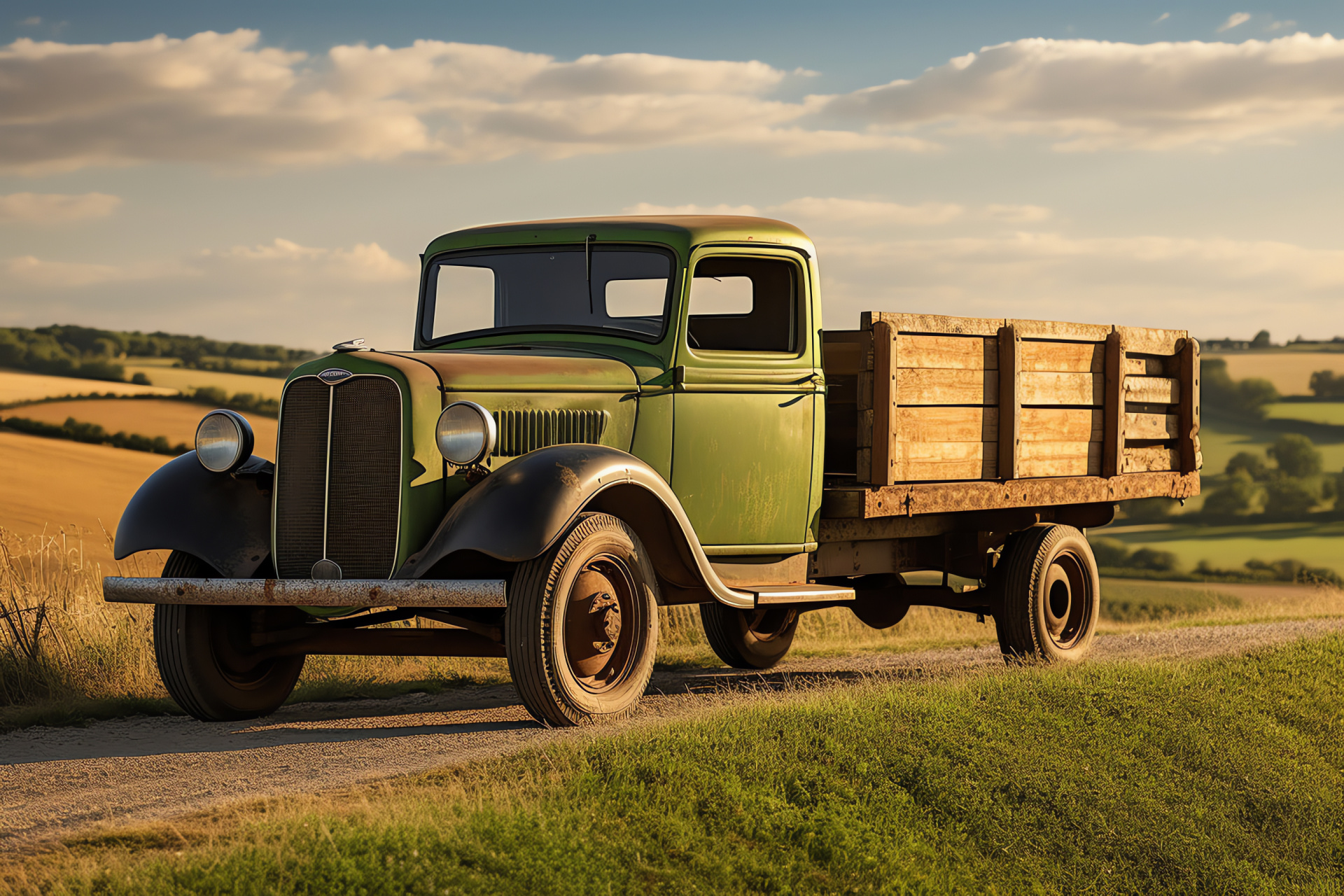 Country Ford truck, Vintage farming, Classic pickup, Pastoral scenes, Historic vehicle, HD Desktop Image