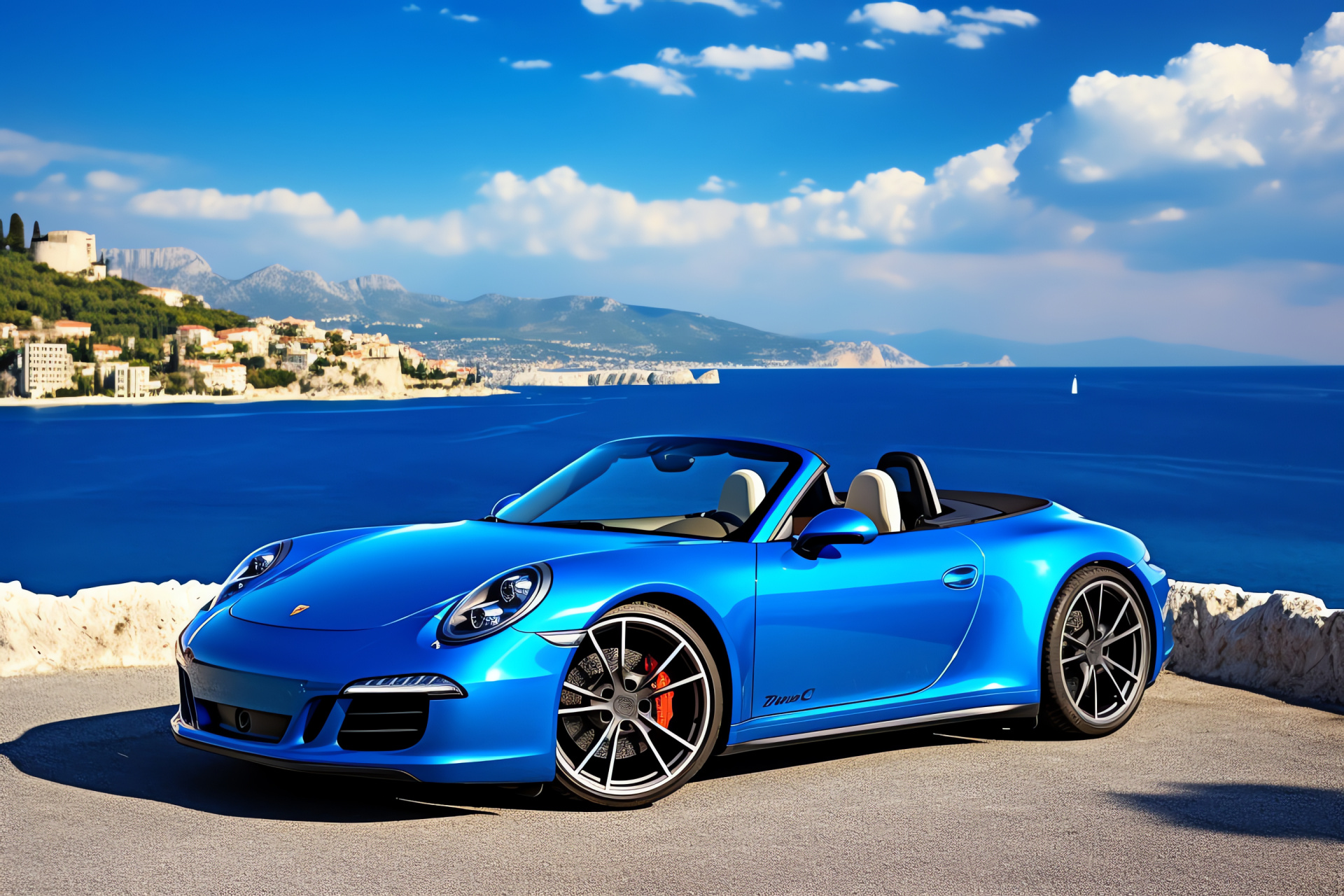 Porsche GT3 French Riviera, Nice coastal ambiance, GT3 Cabriolet elegance, Seafront driving, Luxurious automotive experience, HD Desktop Image