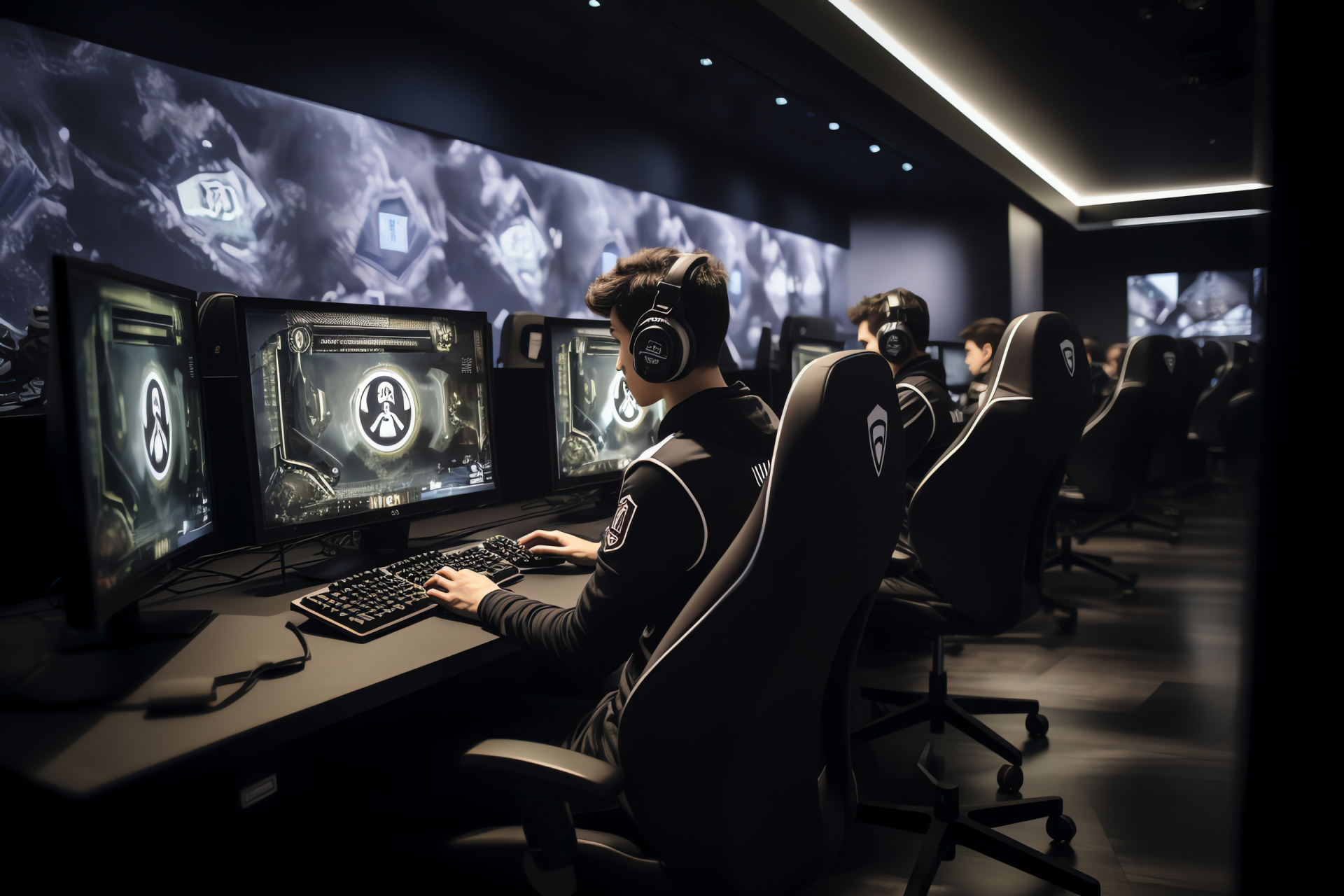 TSM facility, Competitive gaming, Esports athletes, High-tech gear, Video game training, HD Desktop Image