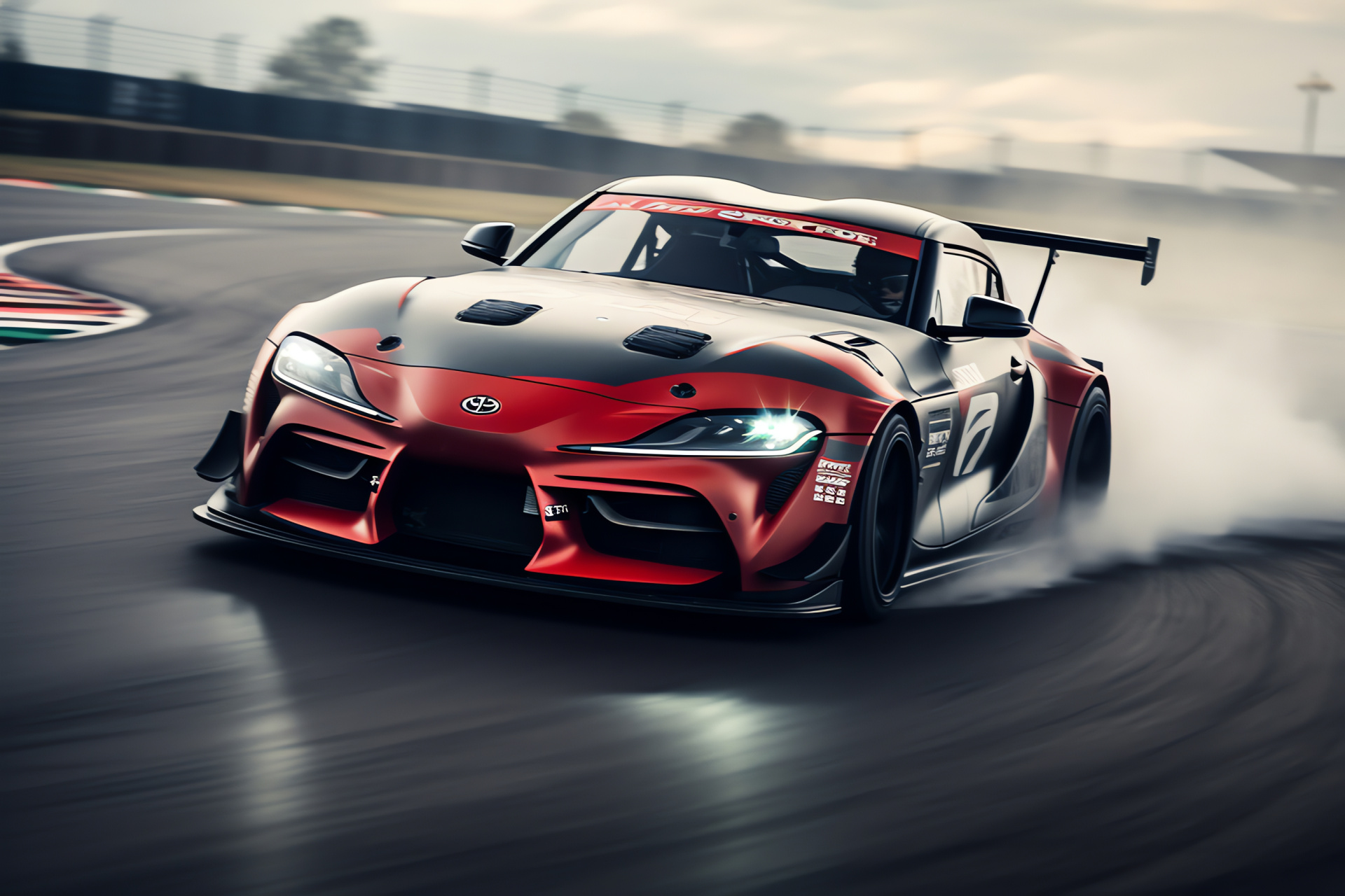 Toyota Supra drift racing, Motorsport challenge, Circuit adrenaline, Precision driving, Tire traction, HD Desktop Wallpaper