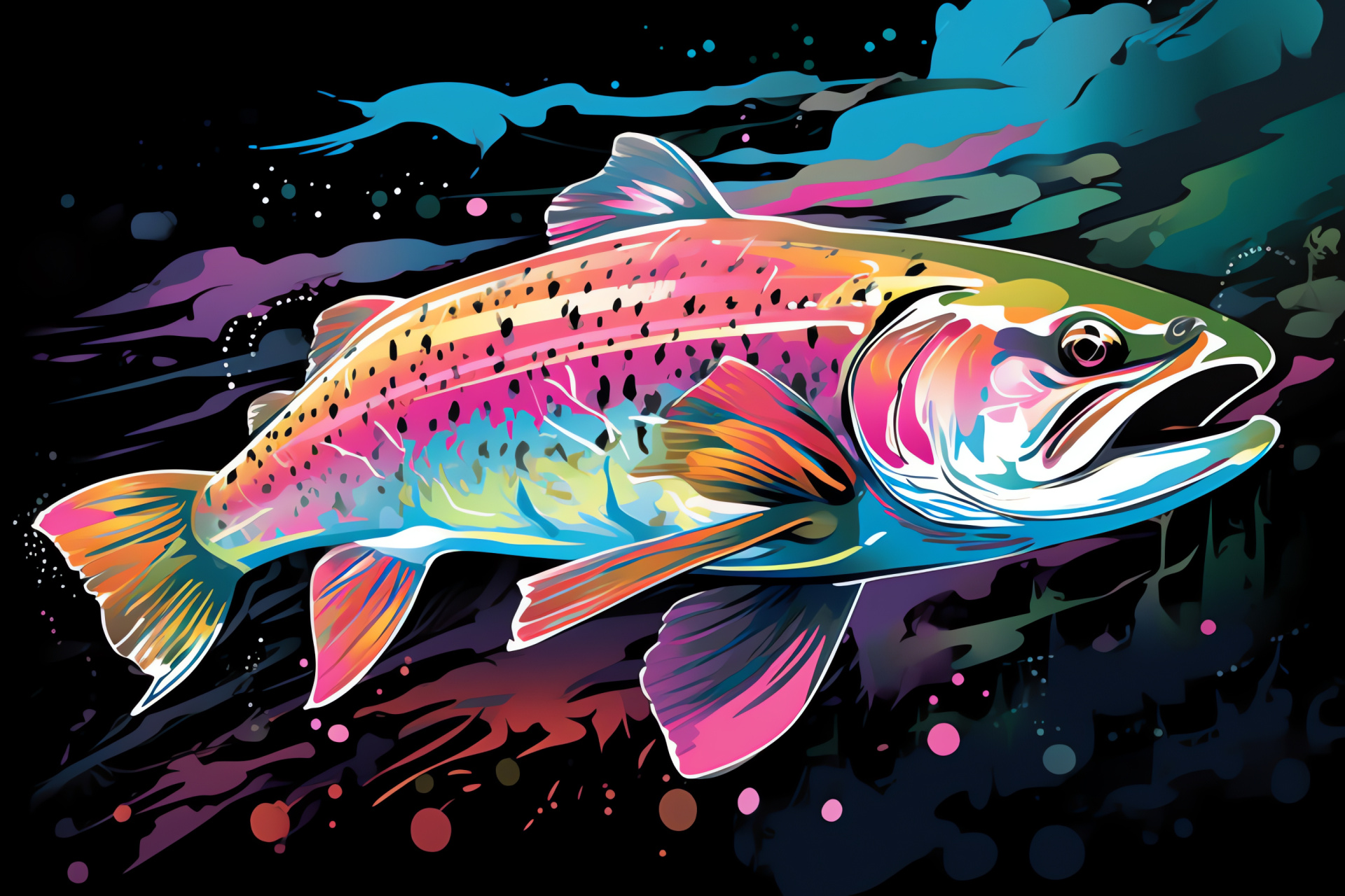 Iridescent fish, gleaming surface, blush markings, aquatic environment, freshwater source, HD Desktop Image