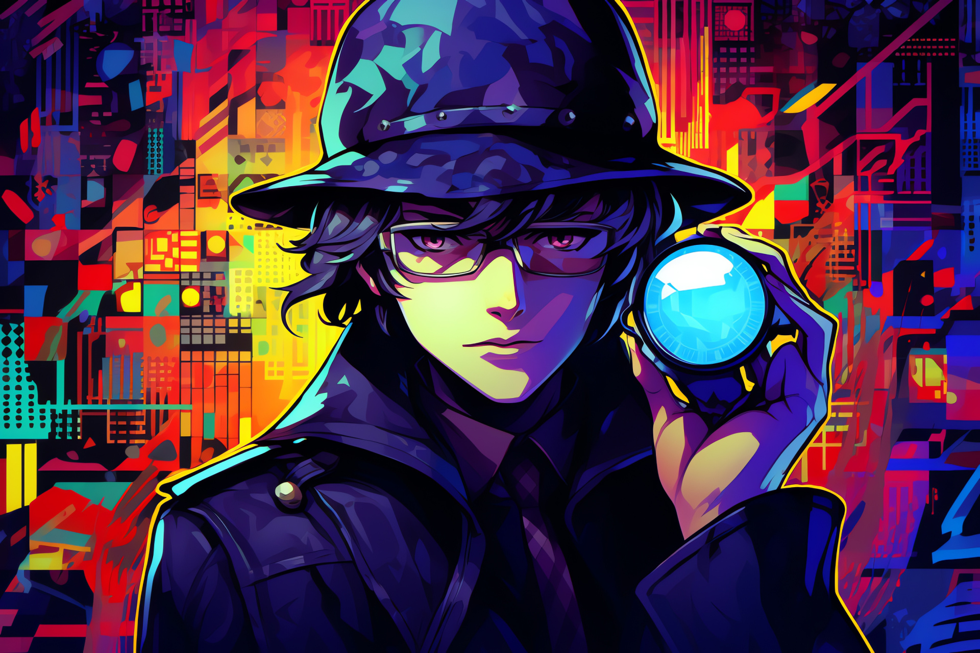 Naoto Shirogane Persona 4 HD, Sleuthing character, Cerulean coiffure, Subtle intensity, Investigative gear, HD Desktop Wallpaper