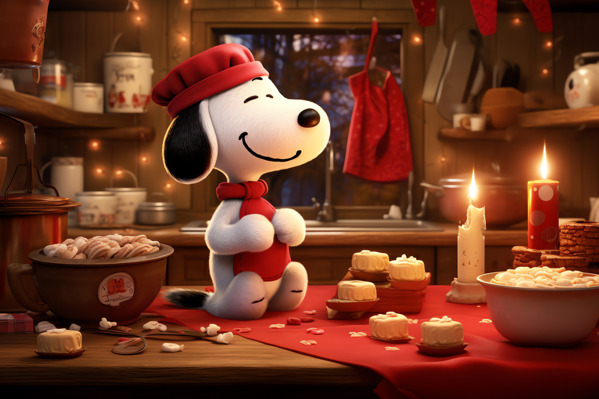 Digital Snoopy Valentine, Online romance art, Sweetheart's festivity, Love-themed confections, Virtual celebration, HD Desktop Image