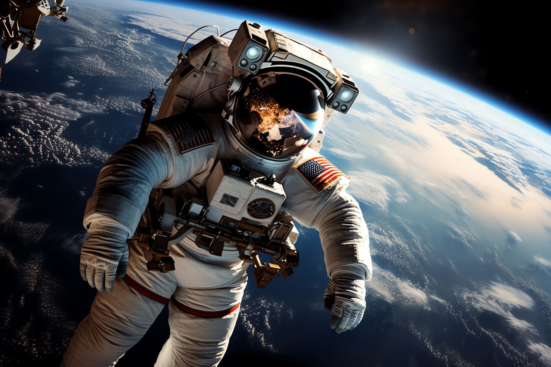 Extravehicular activity, Orbital maneuver, Space suit-clad figures, Vacuum of space, Astronautical engineering, HD Desktop Wallpaper