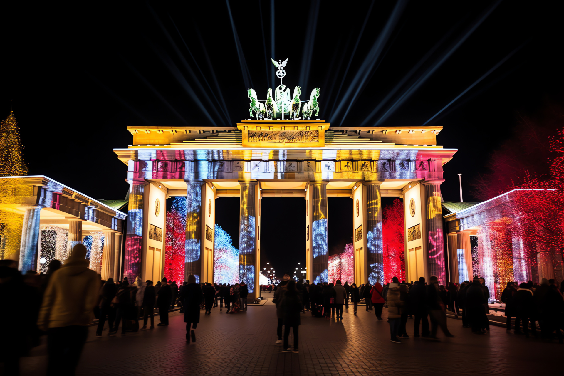 German capital festivities, Historical Berlin monument, Symbol of harmony, Festal vibe, Public gathering, HD Desktop Image