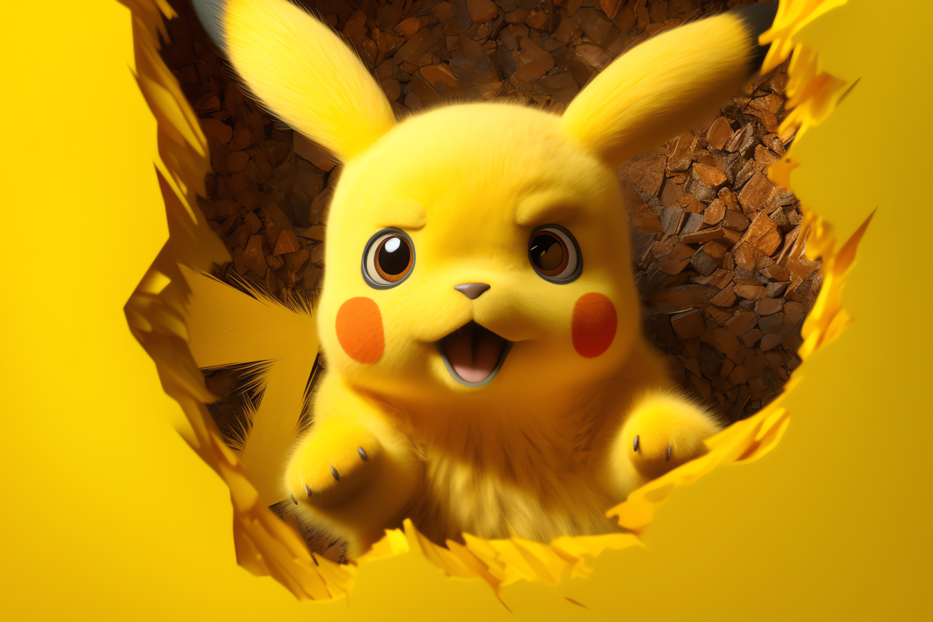 Pikachu vibrant fur, Energetic Pokmon, Electrifying Pikachu, Animated sensation, Pocket monster, HD Desktop Wallpaper