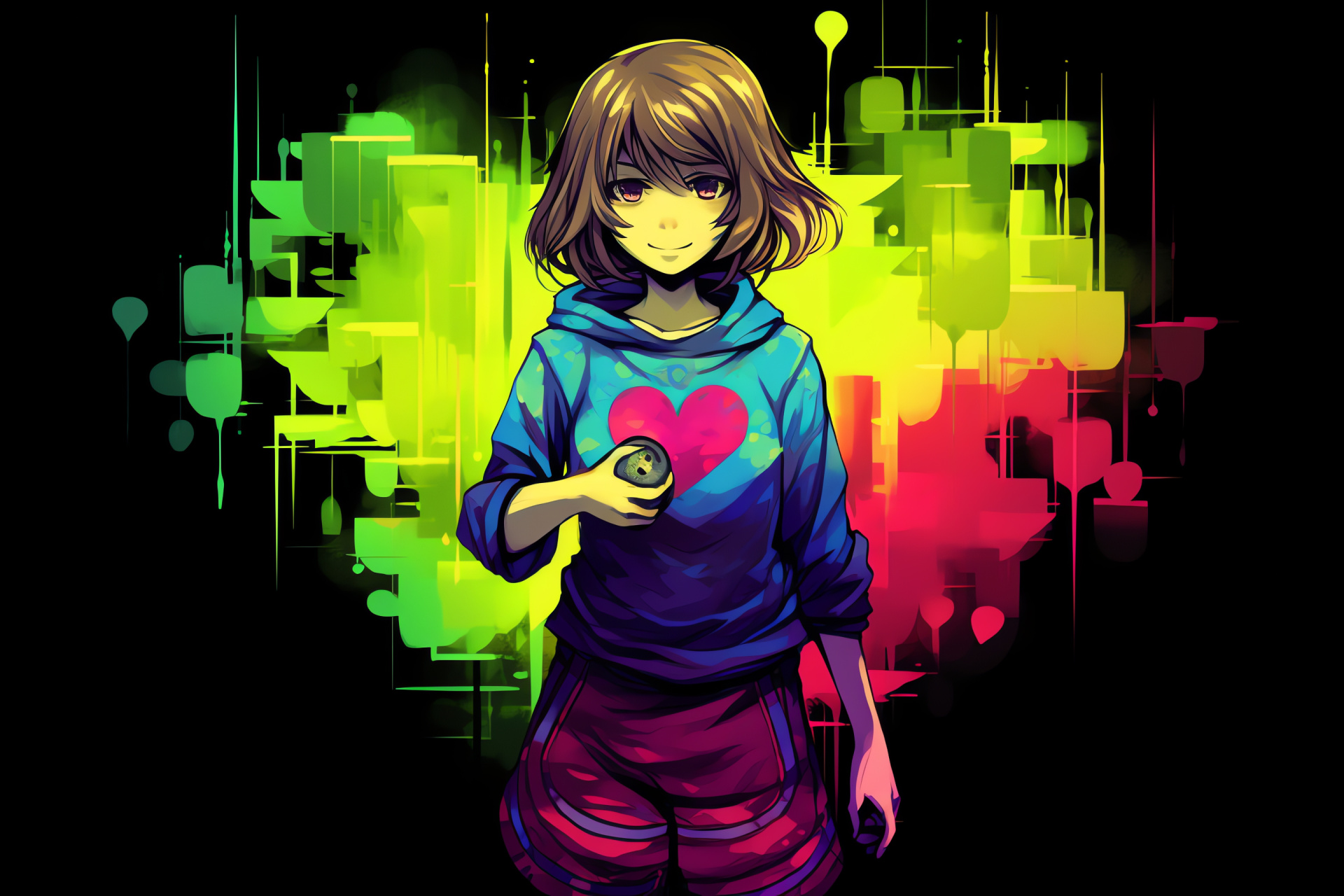 Undertale's Frisk, Engaging persona, Triadic hues, Gaming avatar, Idealistic sketch, HD Desktop Image