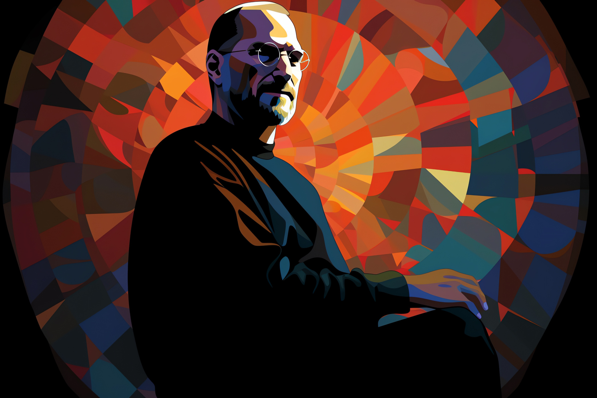 Steve Jobs, Signature look, Apple Inc. leader, Prominent glasses, Creative Pixar symbol, HD Desktop Wallpaper