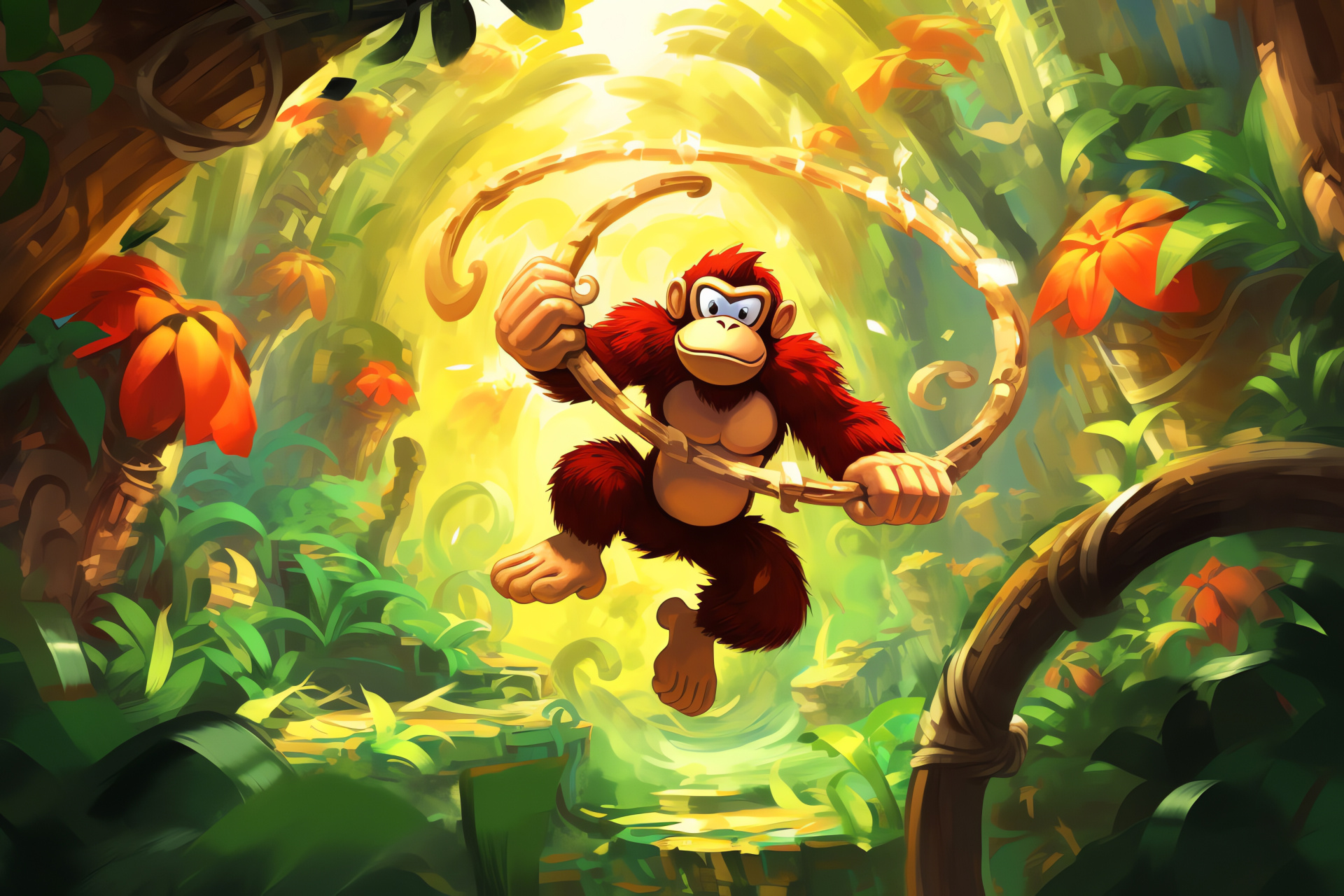 N64 adventure, Diddy Kong racer, Nintendo scene, Jungle adventure, Animated action, HD Desktop Wallpaper