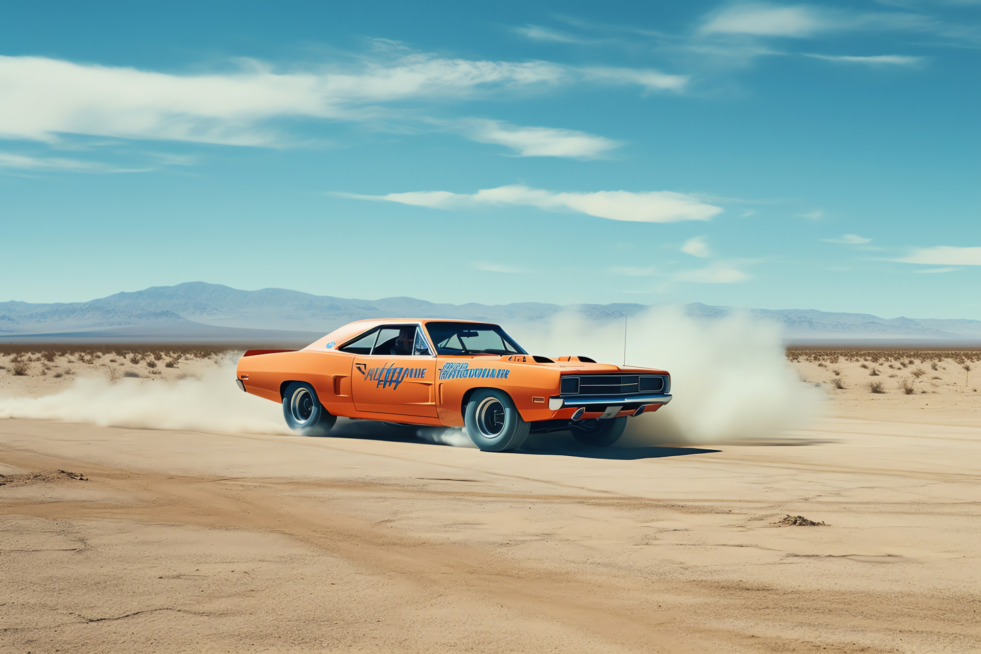 Plymouth Road Runner Superbird, Desert panorama, Muscle performance, Vintage speed, Arid landscape, HD Desktop Wallpaper